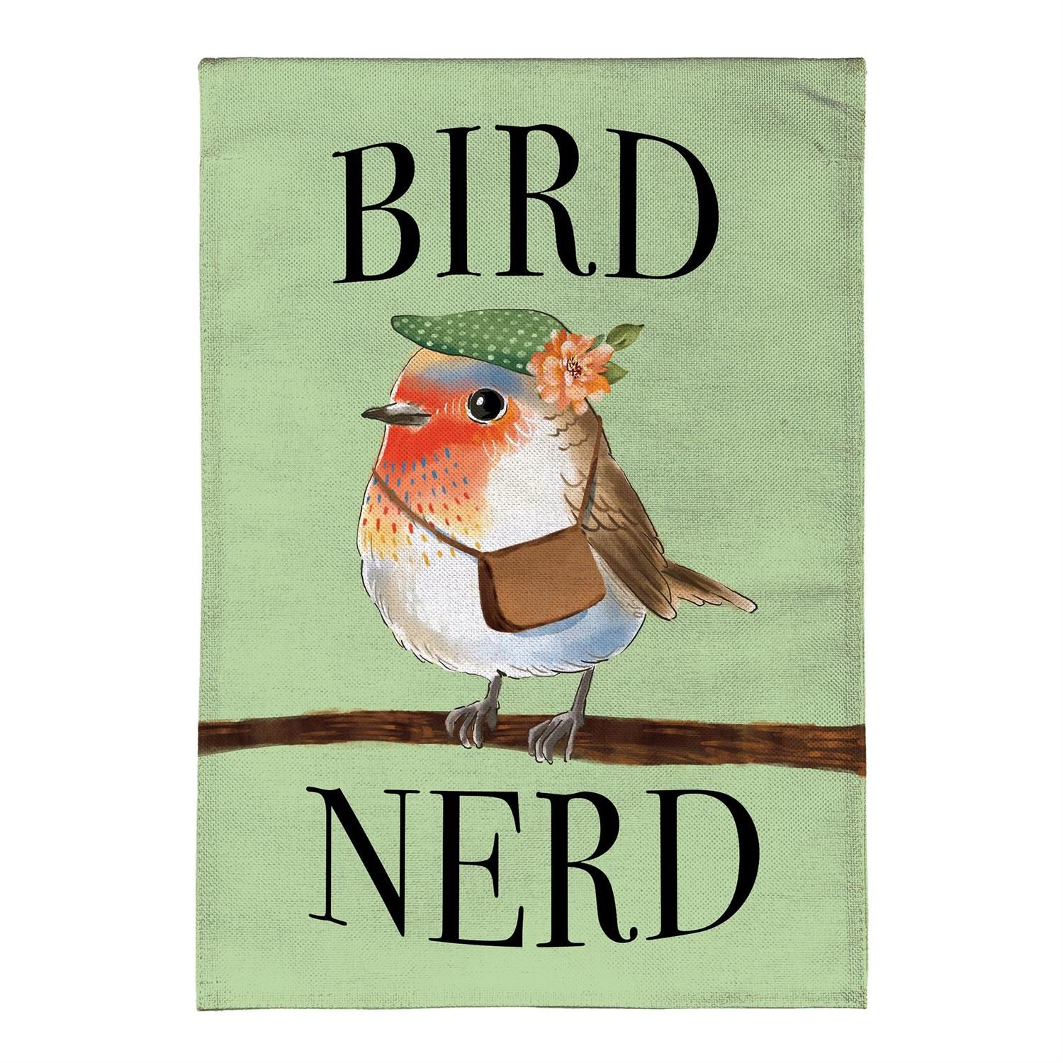 Garden Flag - Burlap - Cute Bird Nerd