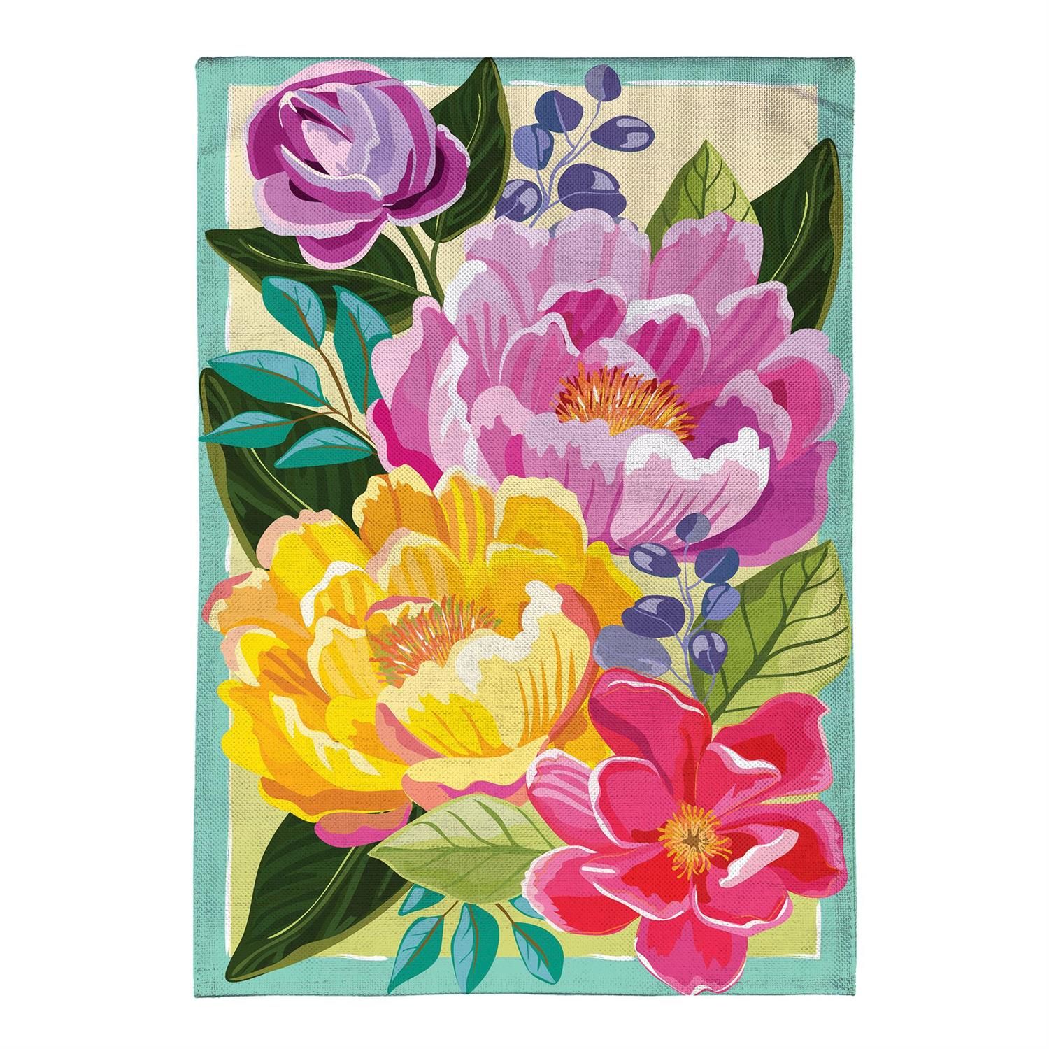 Garden Flag - Burlap - Floral Burst