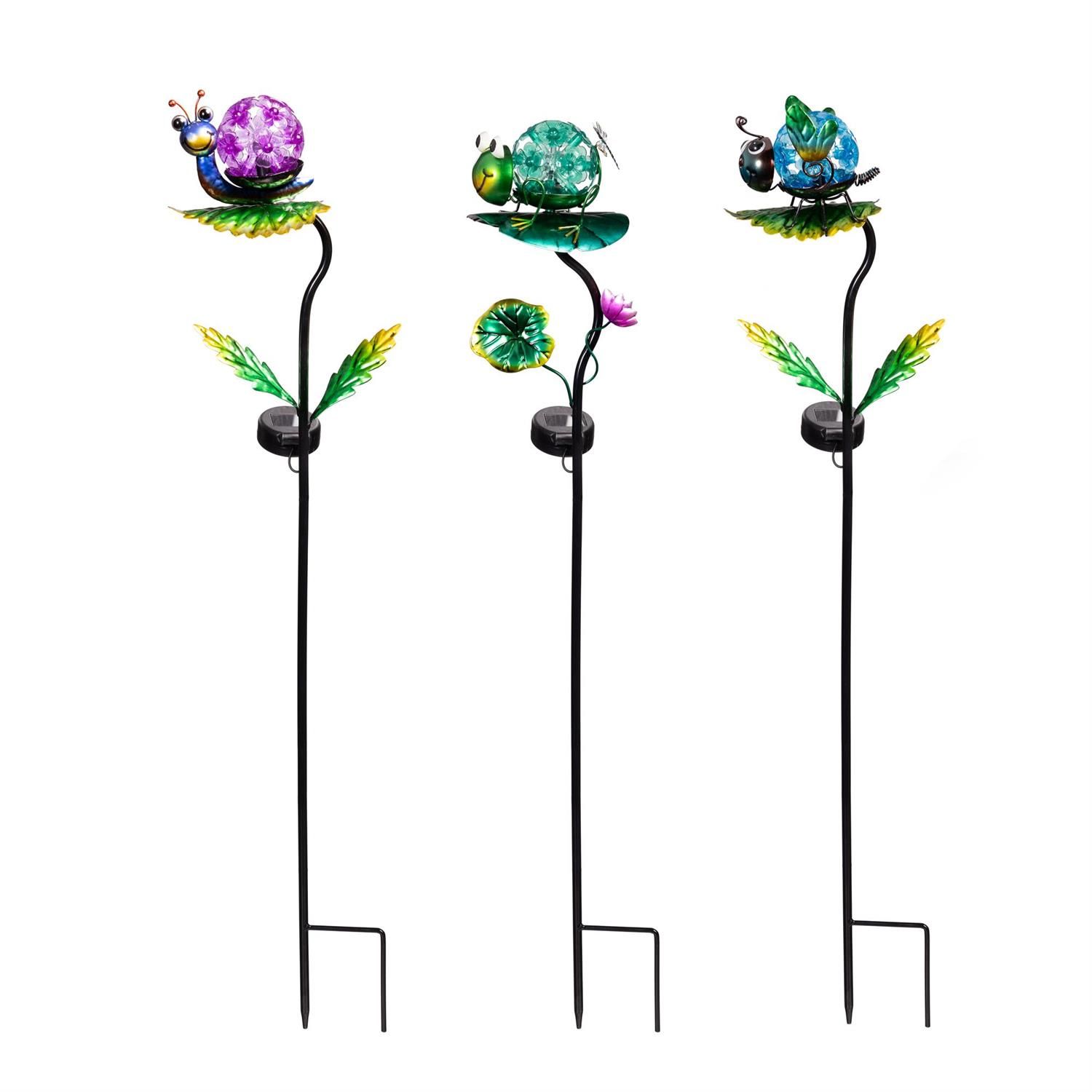 Solar Garden Stake - Pollinator Flower Ball - 3 Styles - Sold Individually