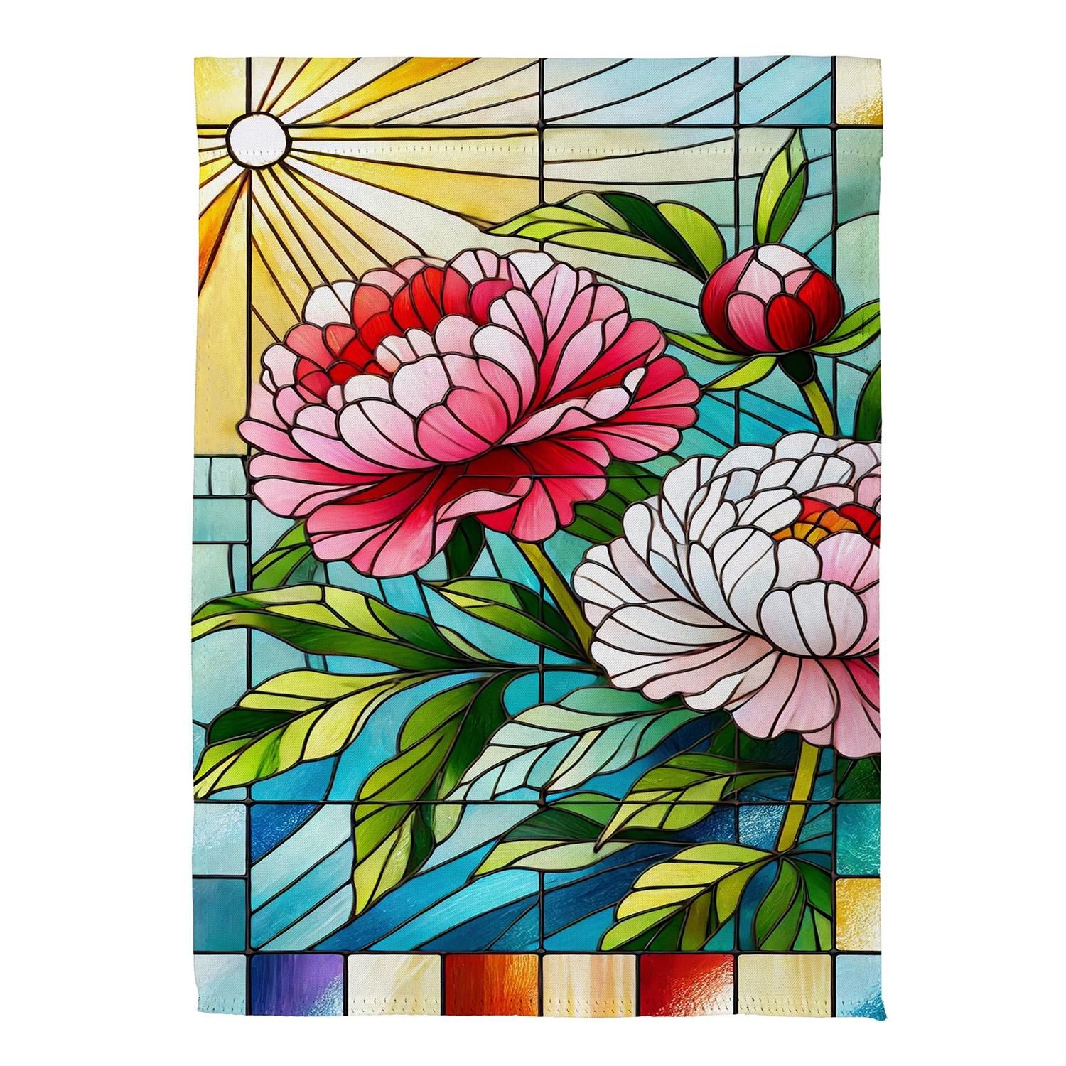 Garden Flag - Suede - Floral Stained Glass