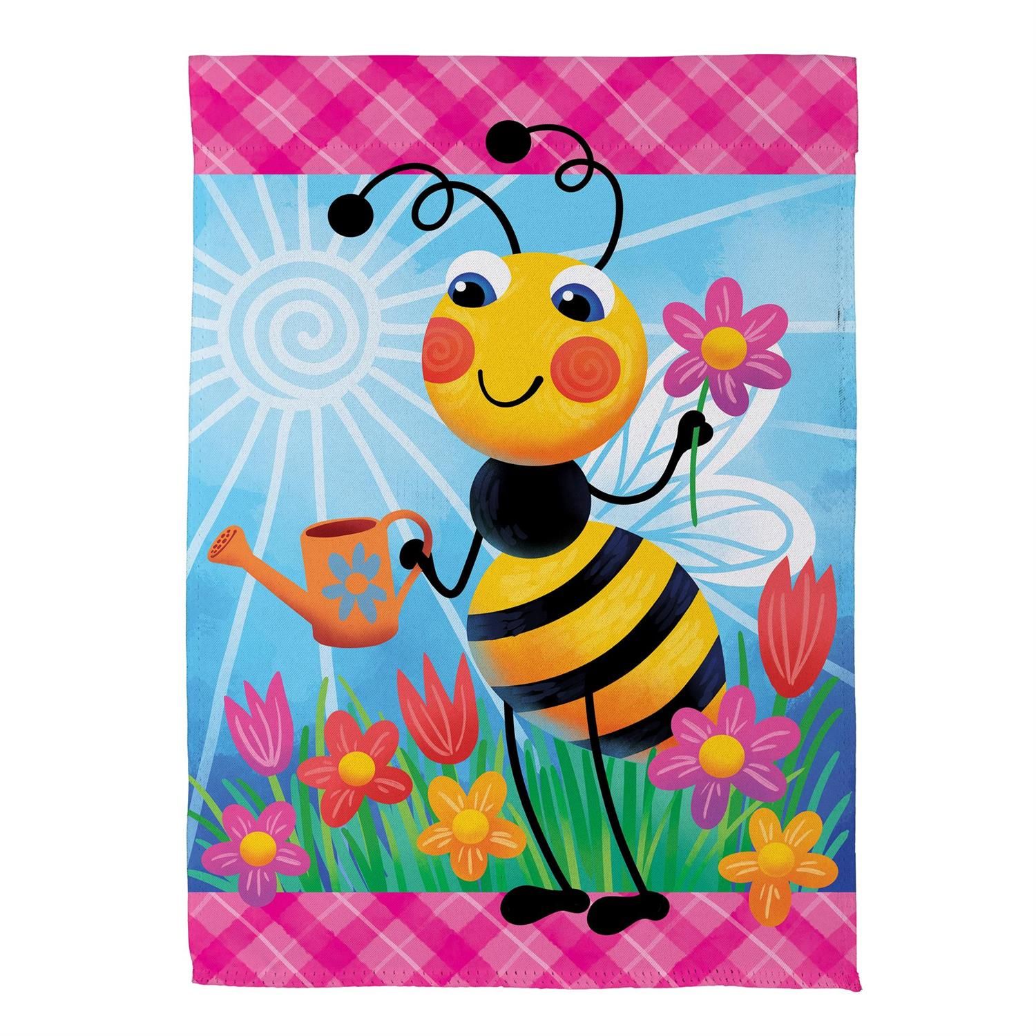 Garden Flag - Suede - Bee Tending Garden