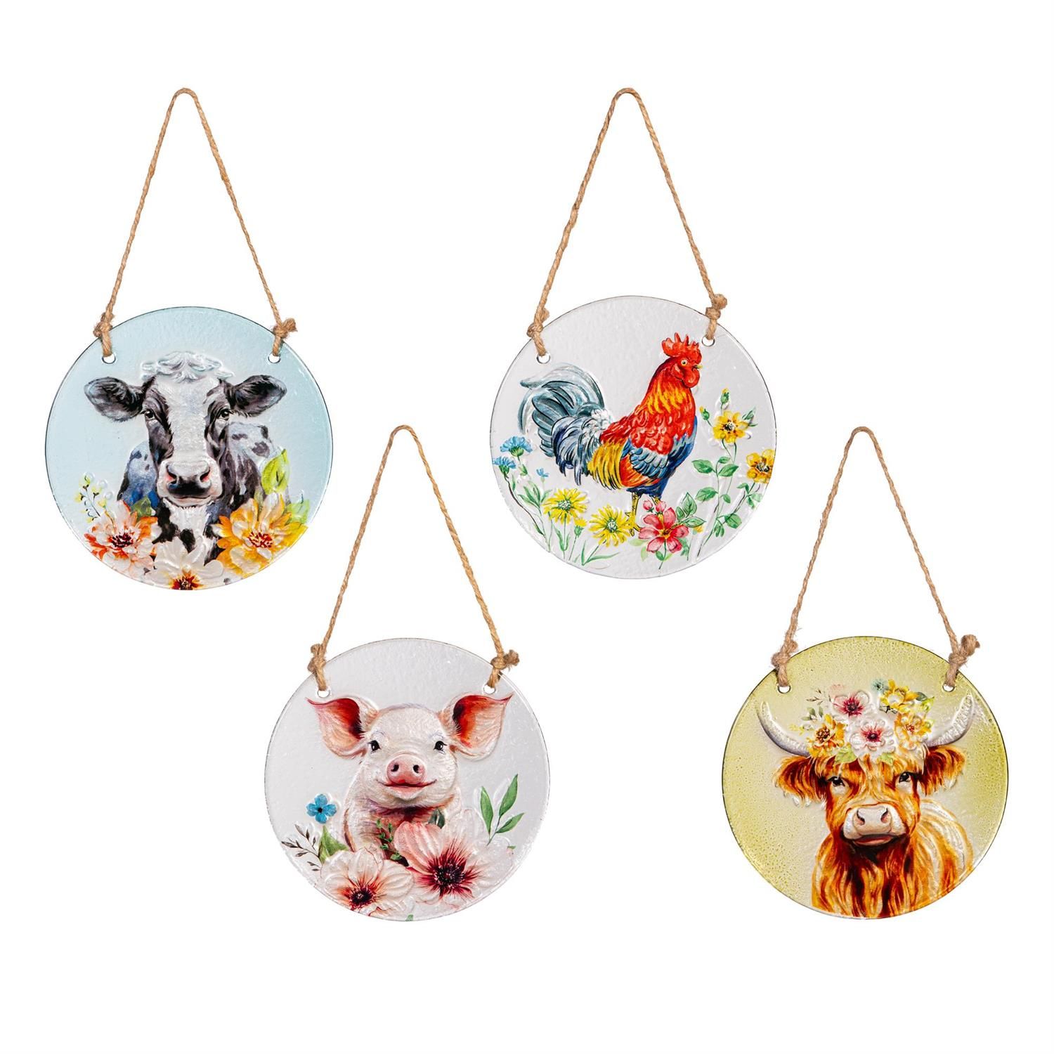 Suncatcher - Round Farm Animal - 4 Styles - Sold Individually