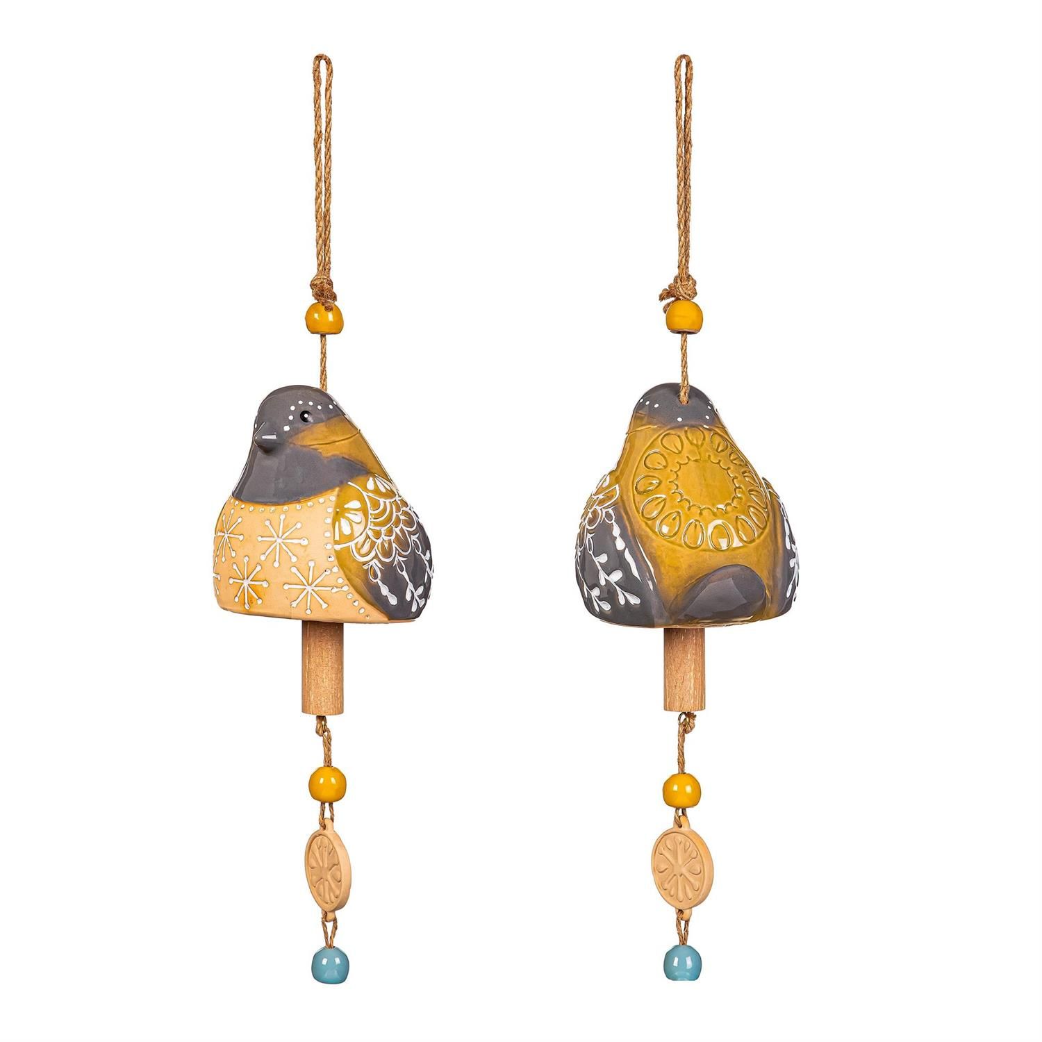 Garden Bell - Ceramic Winter Bird - 3 Styles - Sold Individually