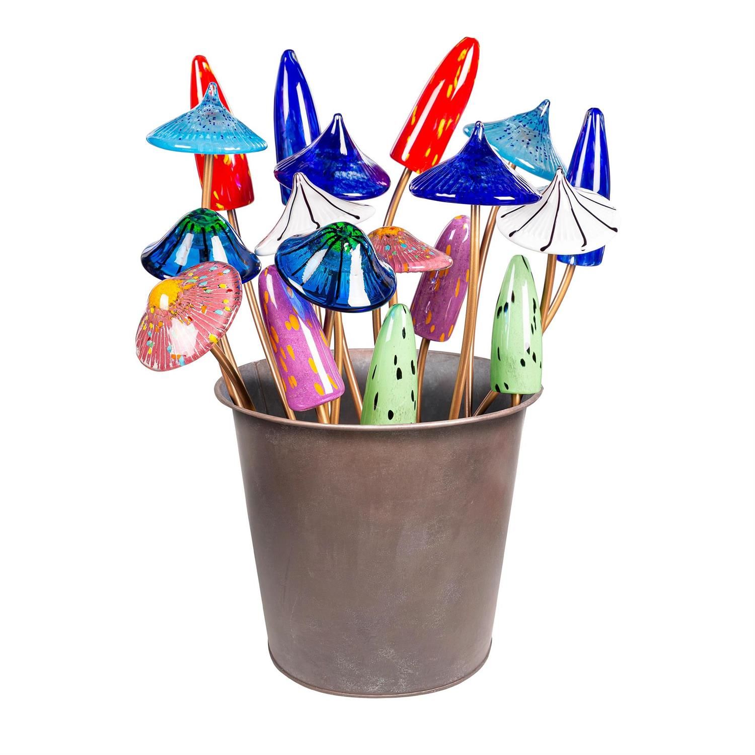 Garden Stake - Art Glass Mushroom - Styles - Sold Individually