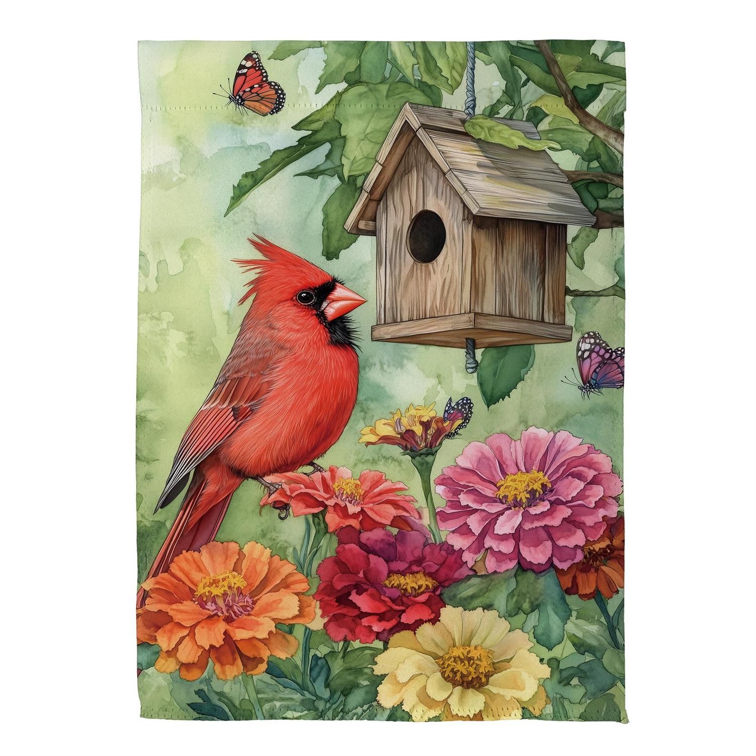 House Flag - Suede - Spring Cardinal Time