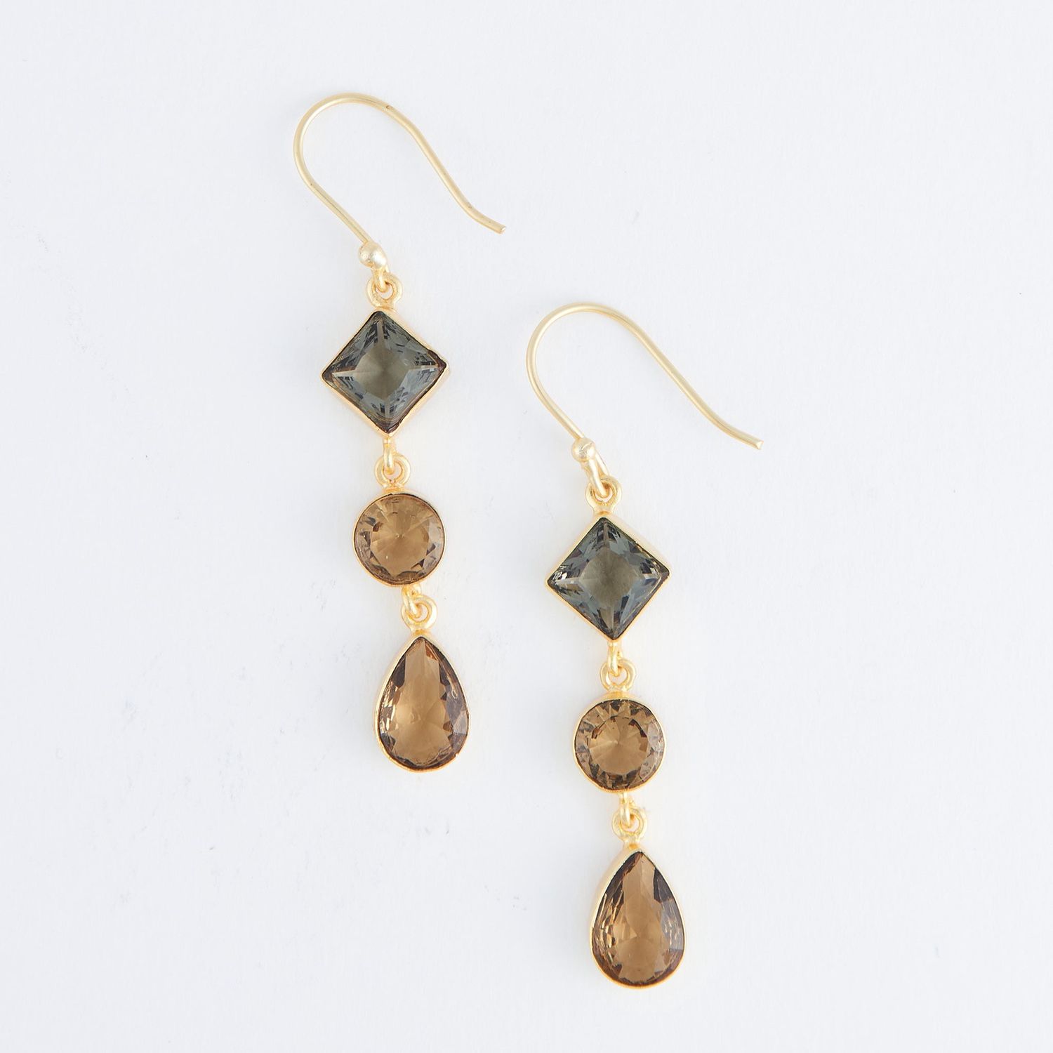 Tahani 18K Gold Linked Gemstone Earrings, Color: Bronze Mist