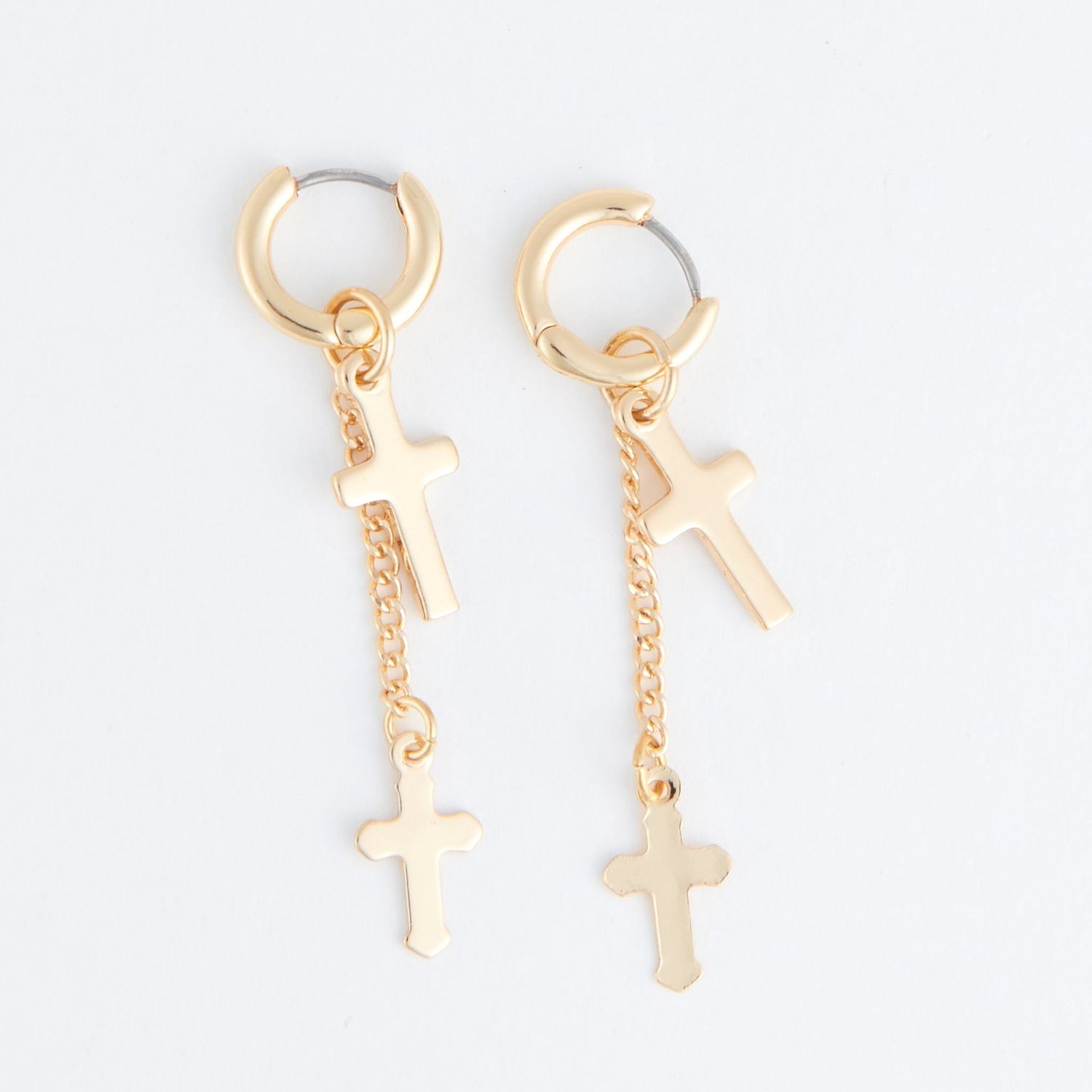 Cera Double Cross Earrings, Color: Gold