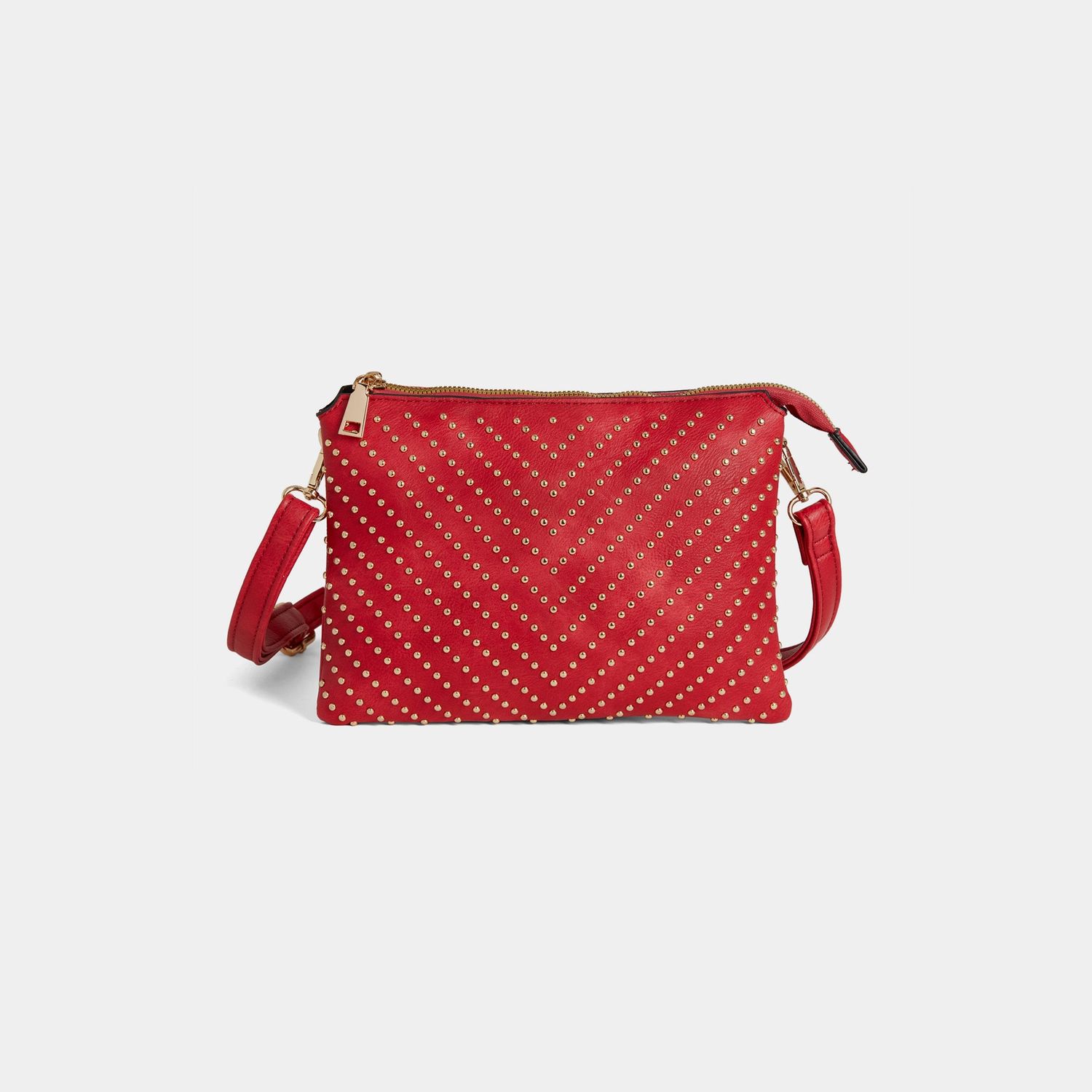 Leighton Studded Crossbody + Clutch - Red