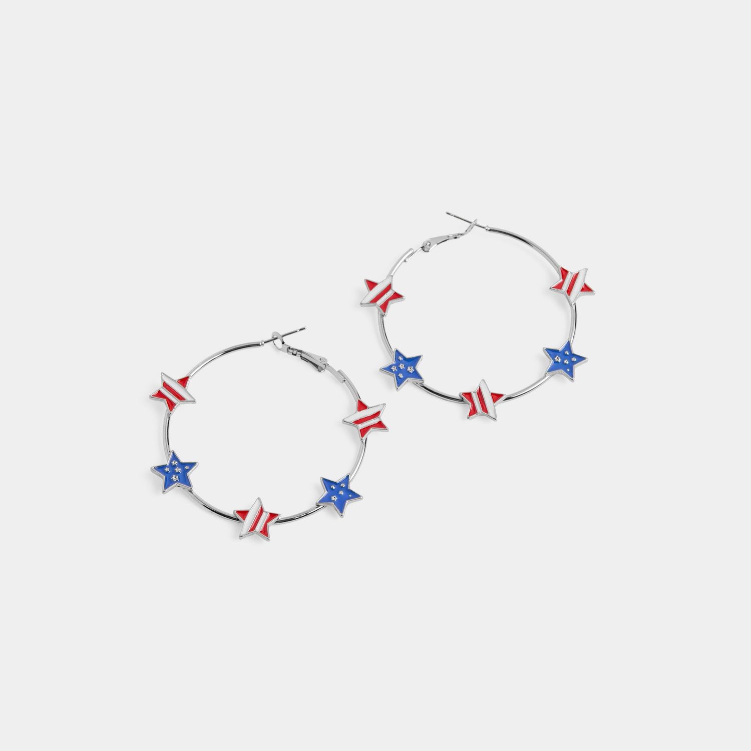 Liberty Stars Hoop Earrings - Silver