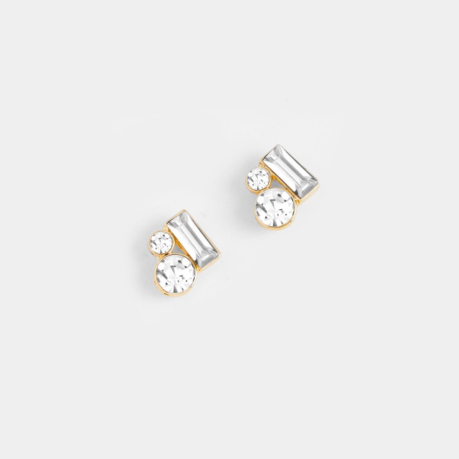 Whispers - Bejeweled Cluster Stud Earrings - Gold