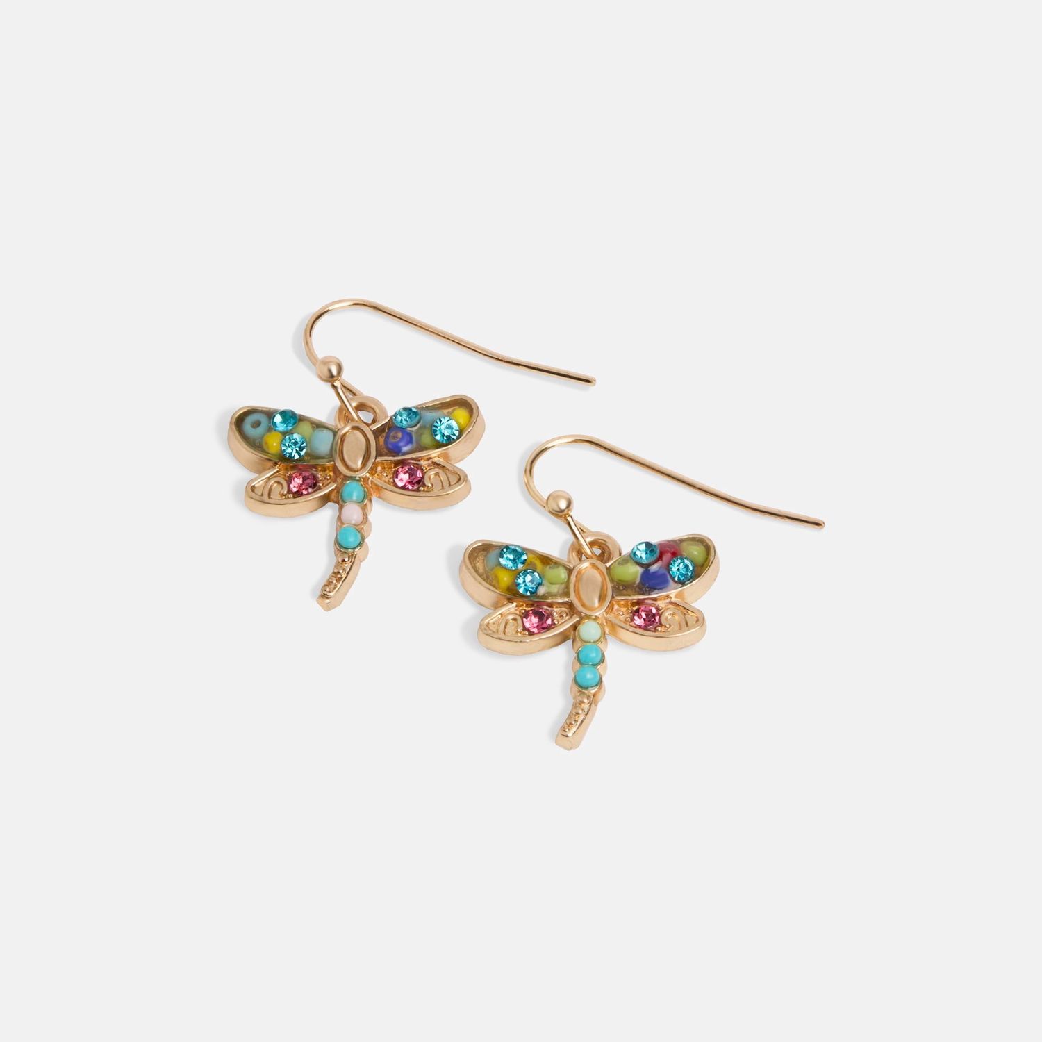 Whispers - Colorful Dragonfly Dangle Earrings - Multi
