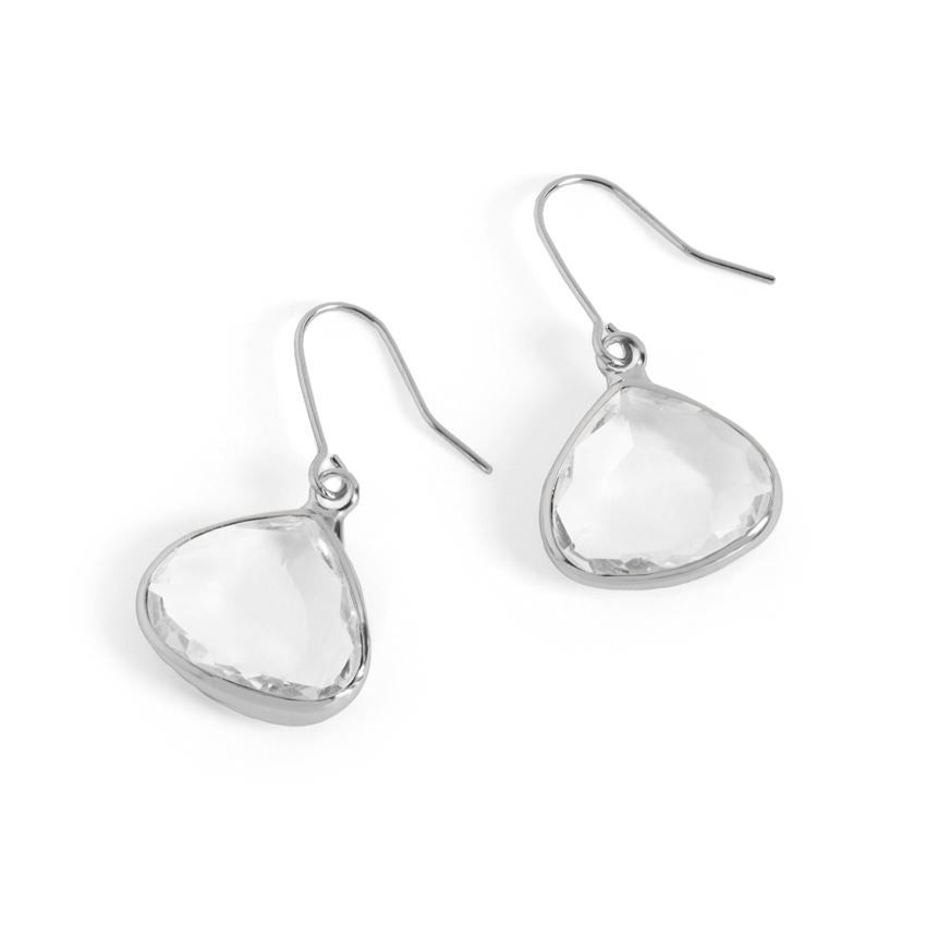Whispers - Dew Drop Earrings - Clear/Silver