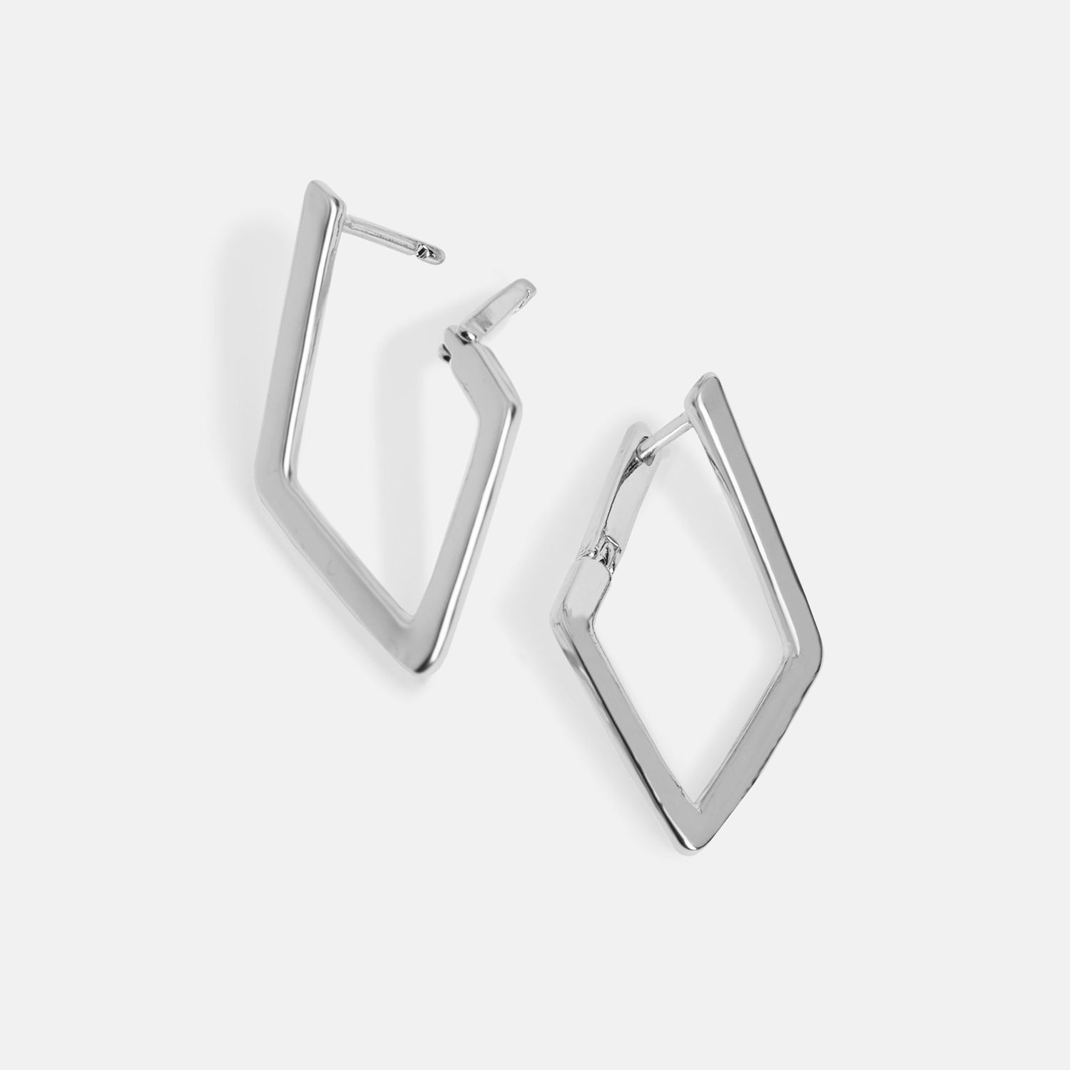 Whispers - Diamond Shape Dangle Earrings - Silver