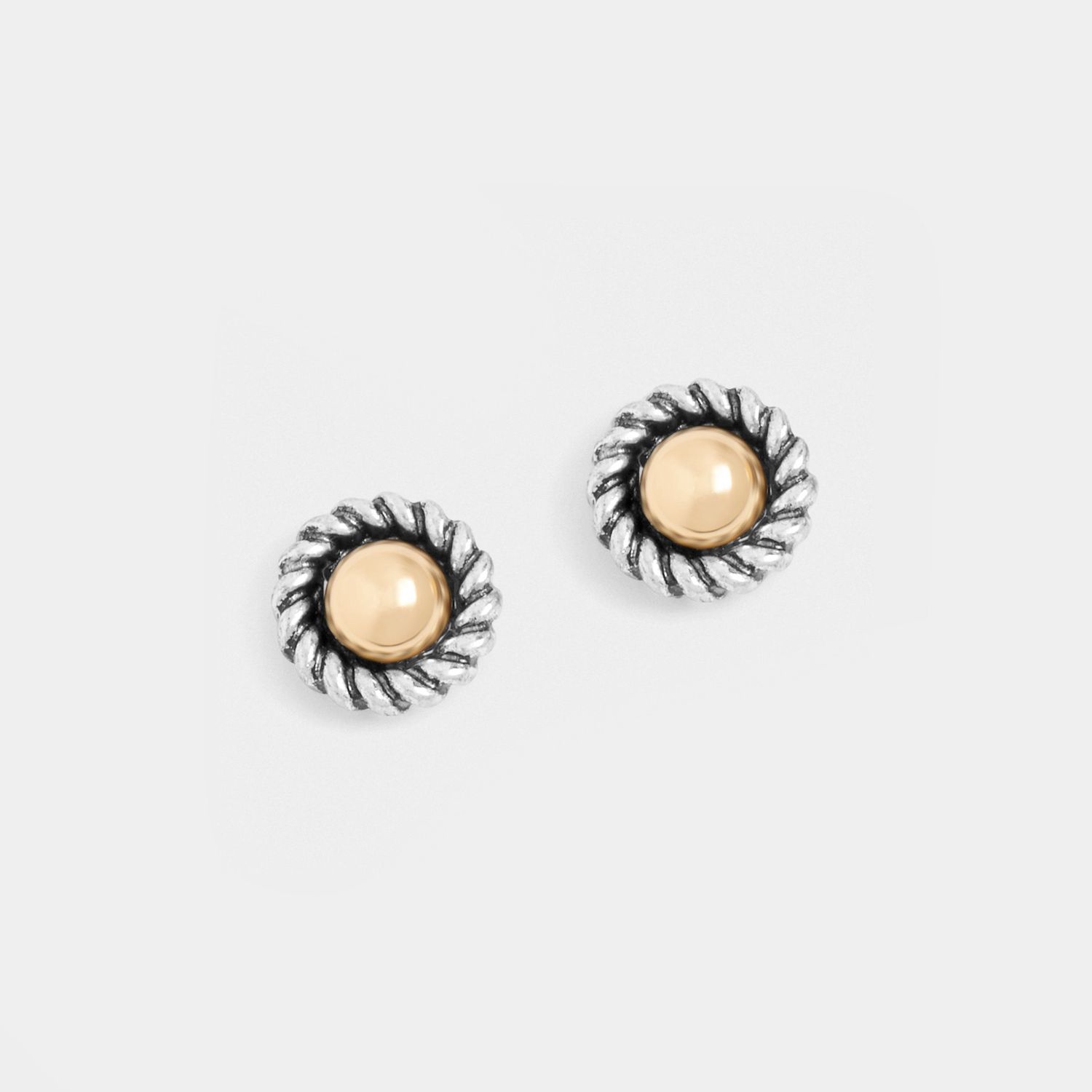 Whispers - Earrings Silver Rope - Gold Stud