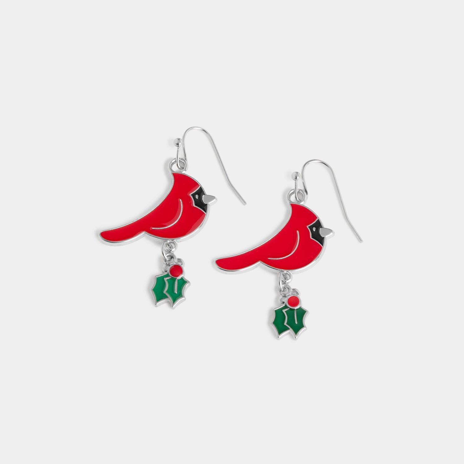 Whispers - Holly Cardinal Dangle Earrings - Silver