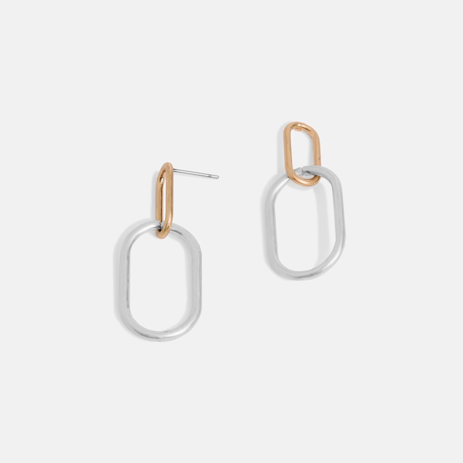 Whispers - Link Chain Dangle Earrings - Mixed Metal