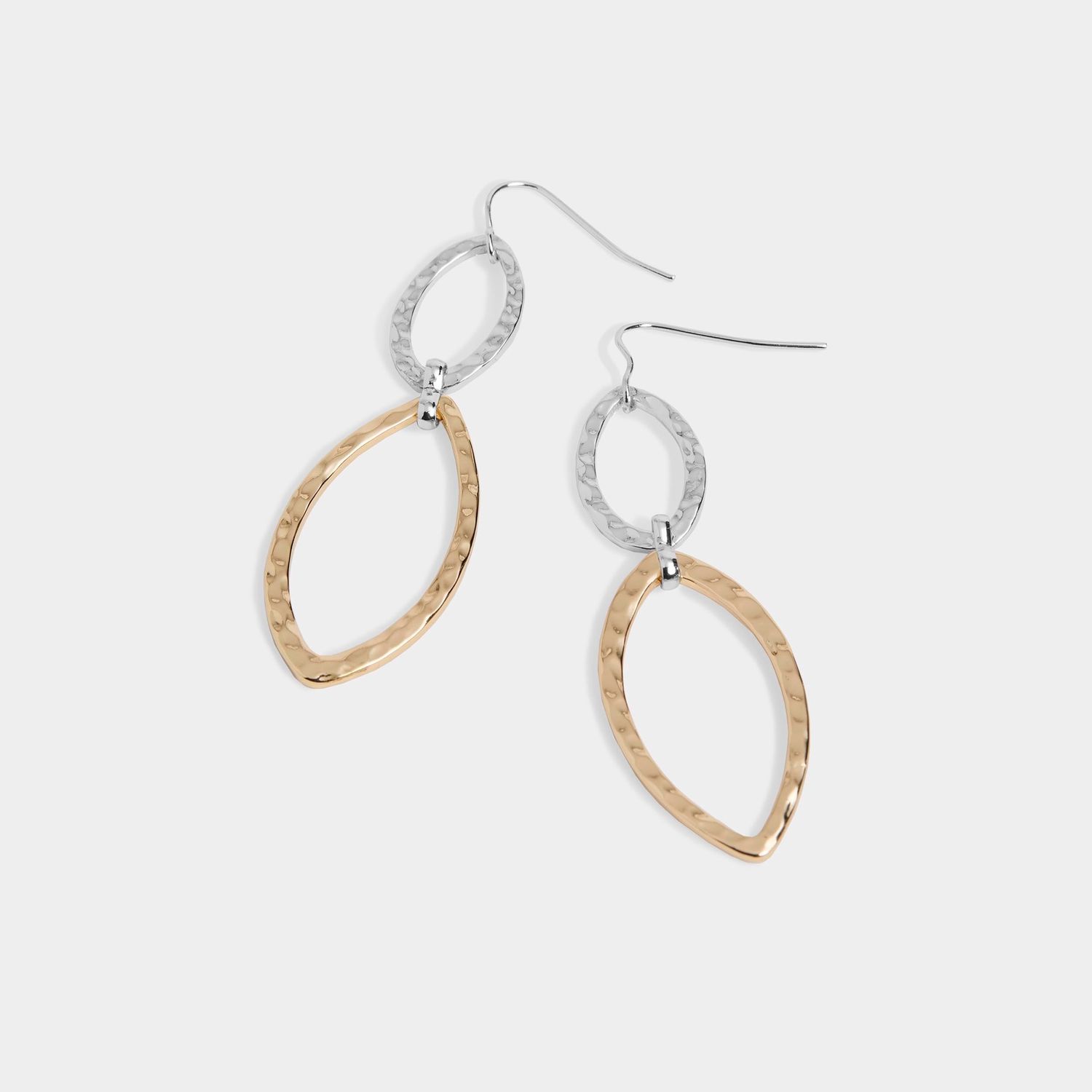 Whispers - Oval Drop Dangle Earrings - Mixed Metal