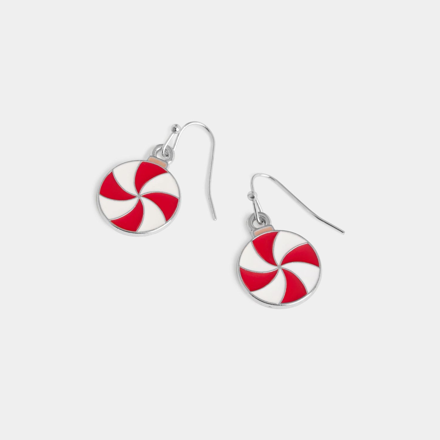Whispers - Peppermint Swirl Dangle Earrings - Silver