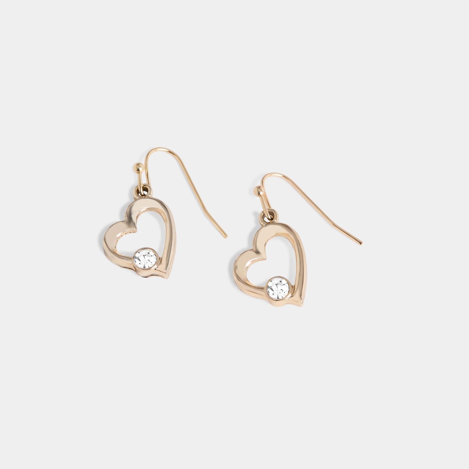 Whispers - Simple Heart Dangle Earrings - Gold