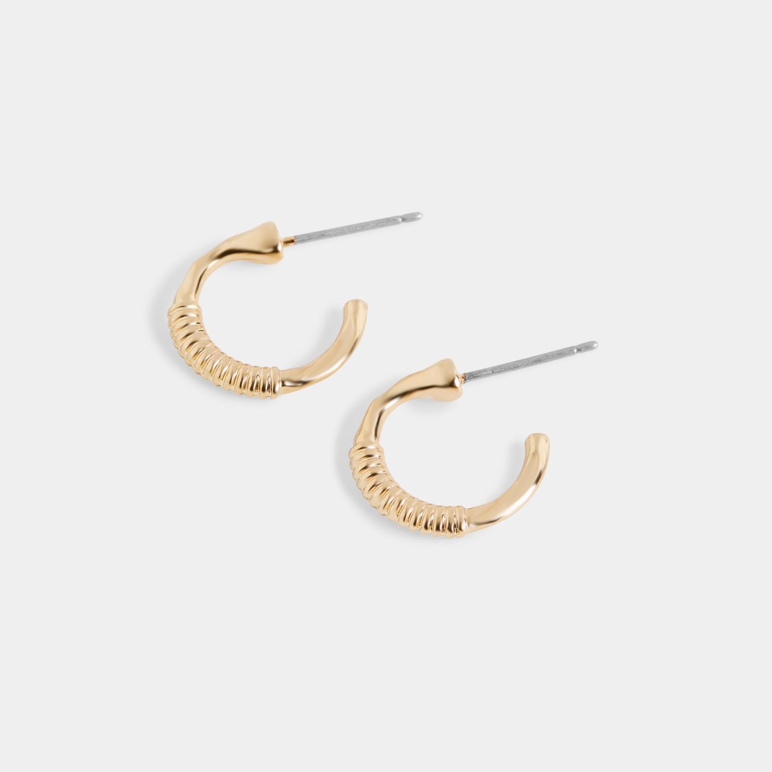 Whispers - Textured Hoop Studs - Gold