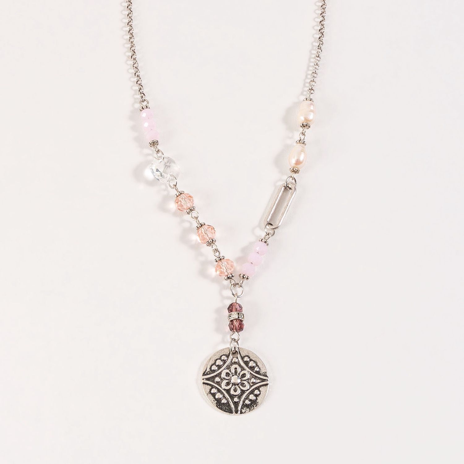 Corrine Coin Pendant Necklace - Coral - 20"