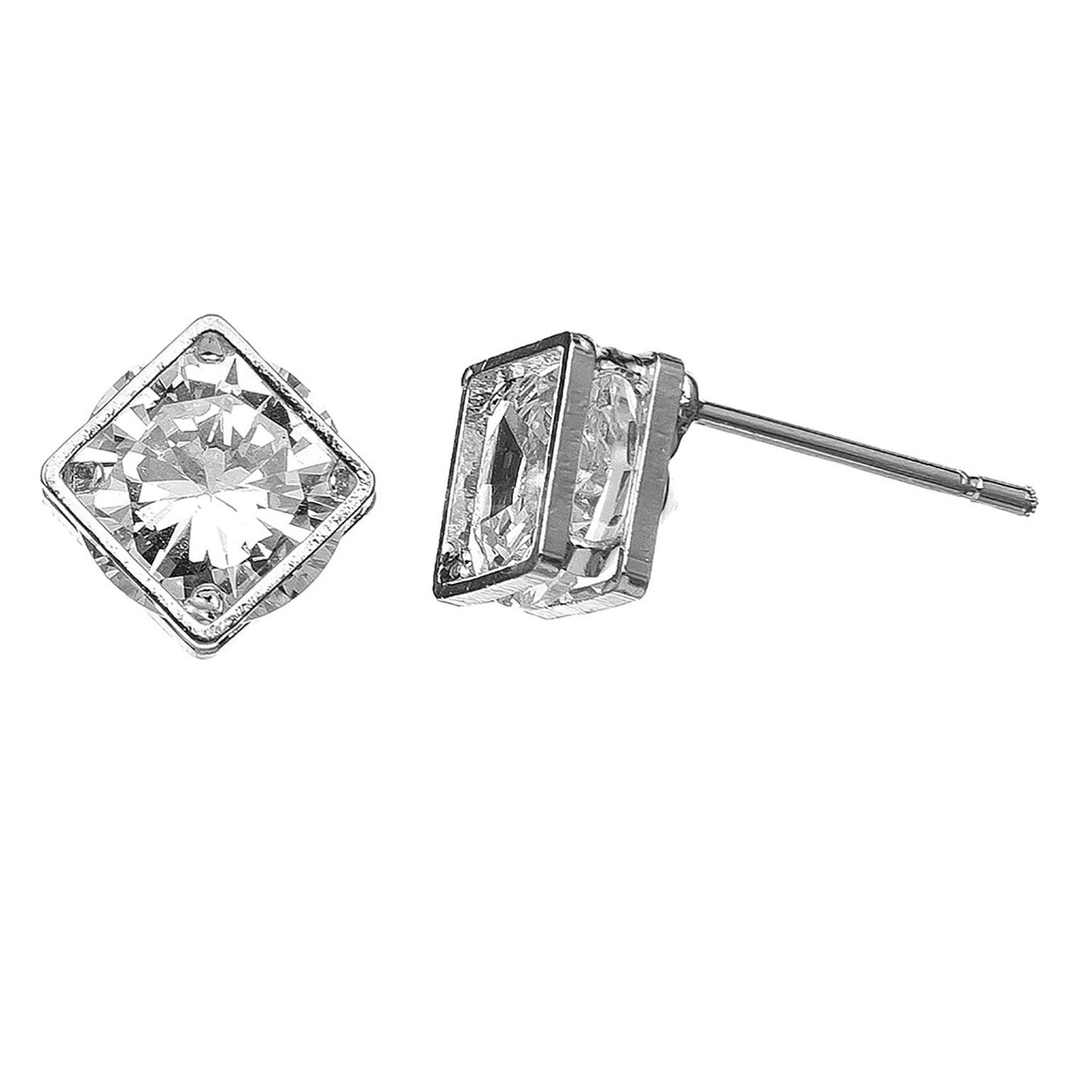 Dazzlers - Cz Diamond Stud Earrings - Silver
