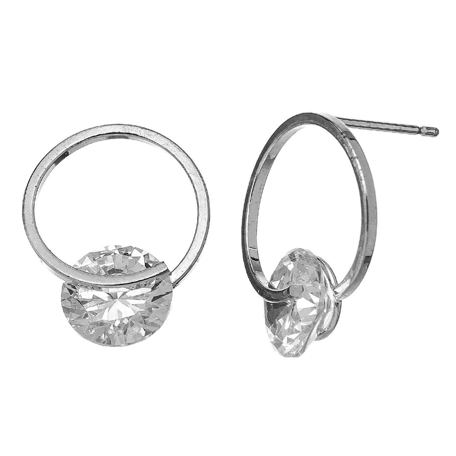 Dazzlers - Cz Round Earrings - Silver