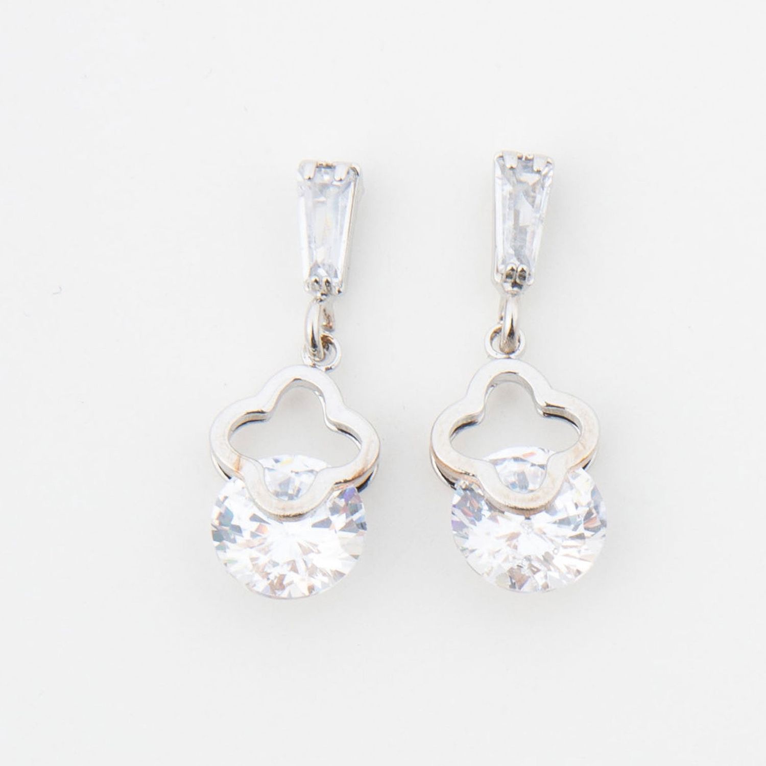 Dazzlers - Flower Cz Earrings - Silver
