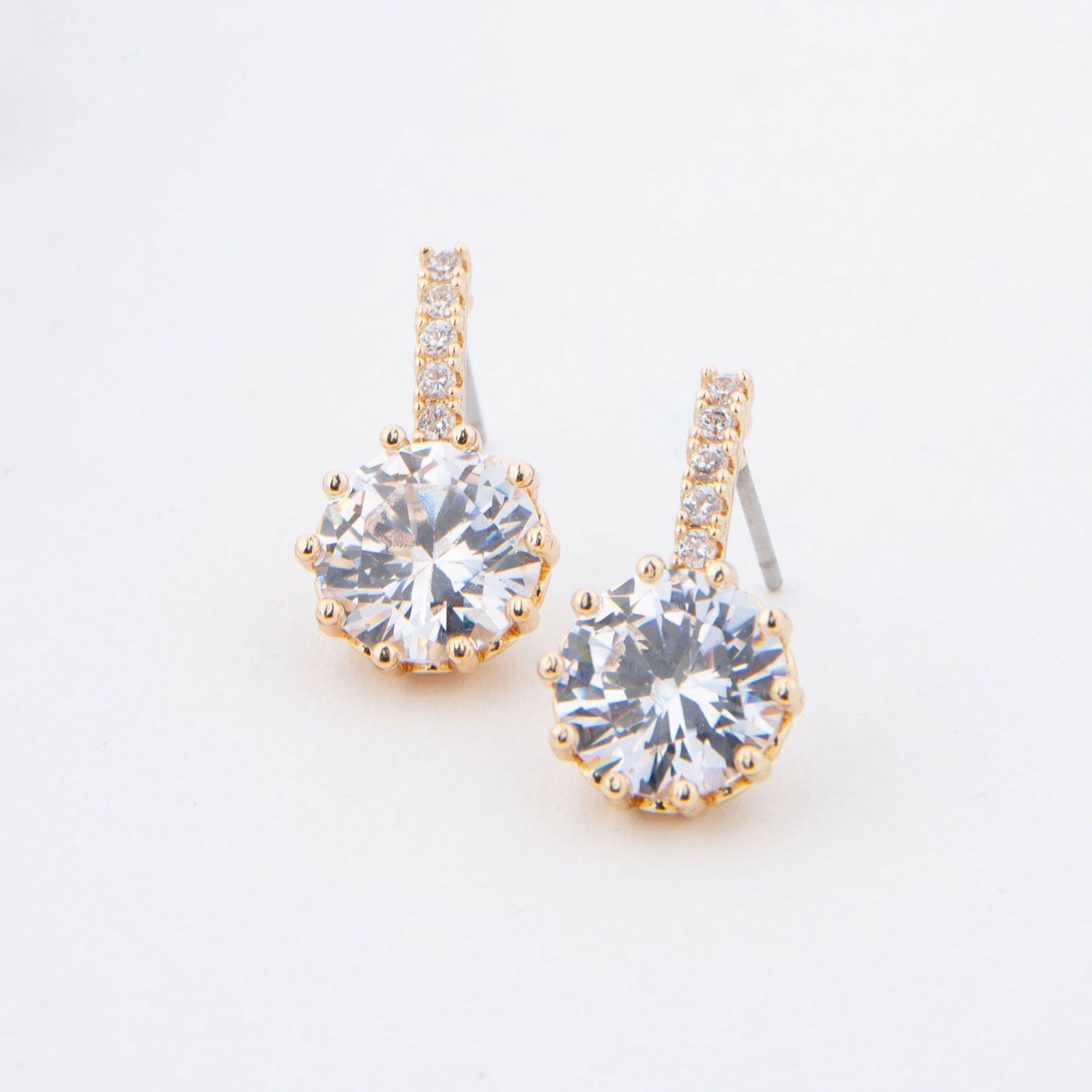 Dazzlers - Pave Bar Cz Earrings - Gold