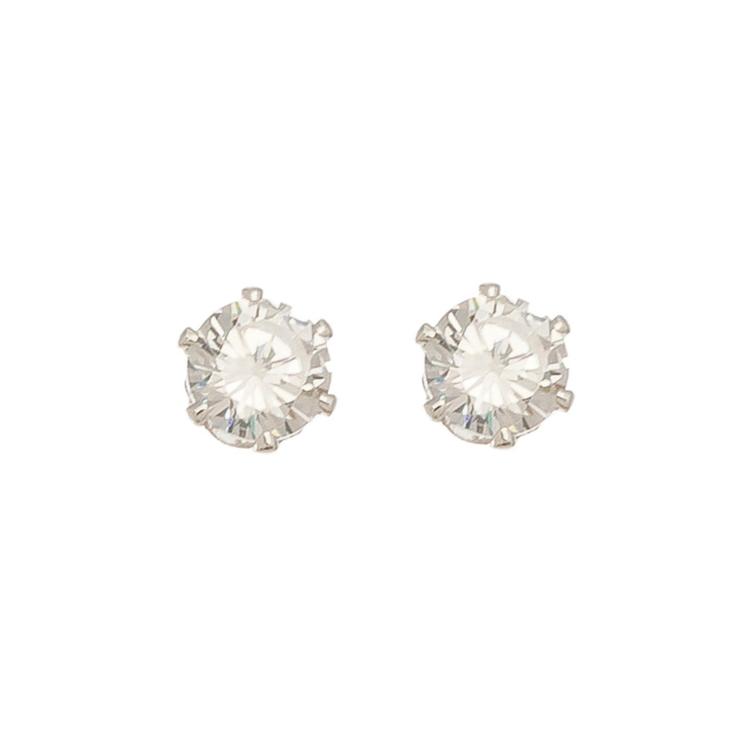 Ear Sense - 6Mm Cz Earrings - Silver