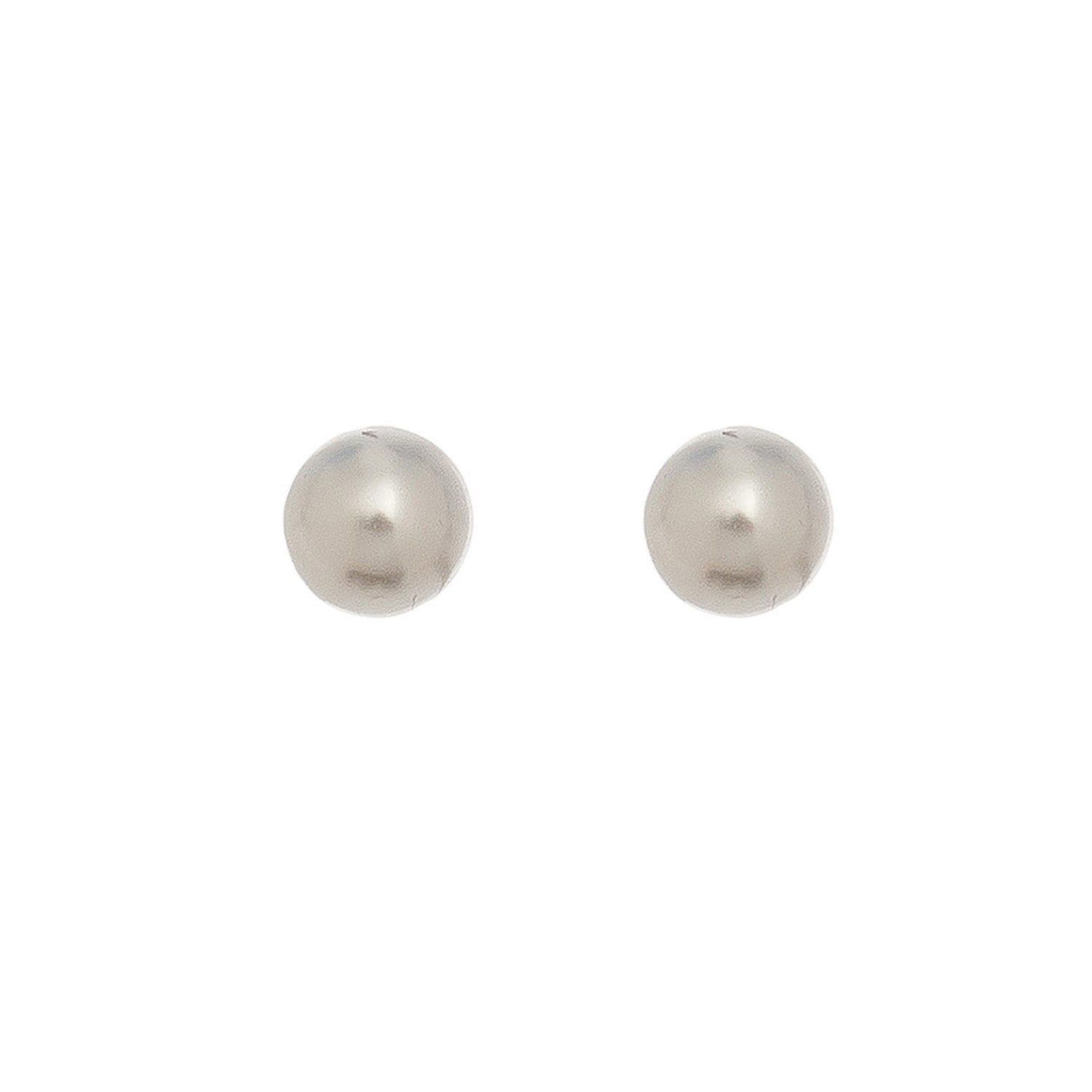Ear Sense - 6Mm Pearl Ball Earrings - Silver