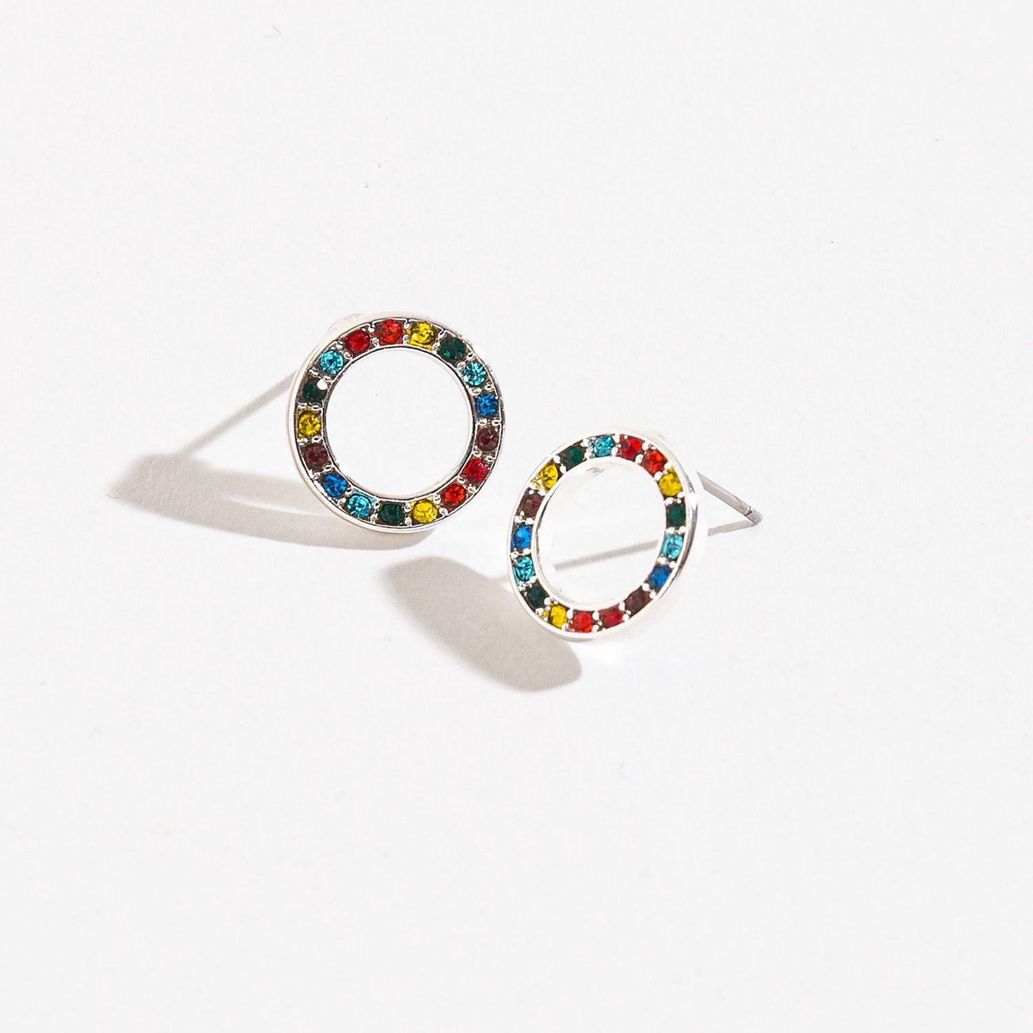 Ear Sense - Antq Rope Circle Blue Cateye Earrings - Silver