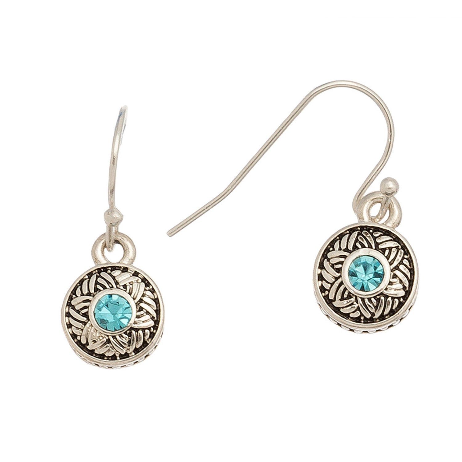 Ear Sense - Aqua Stone Drop Earrings - Silver