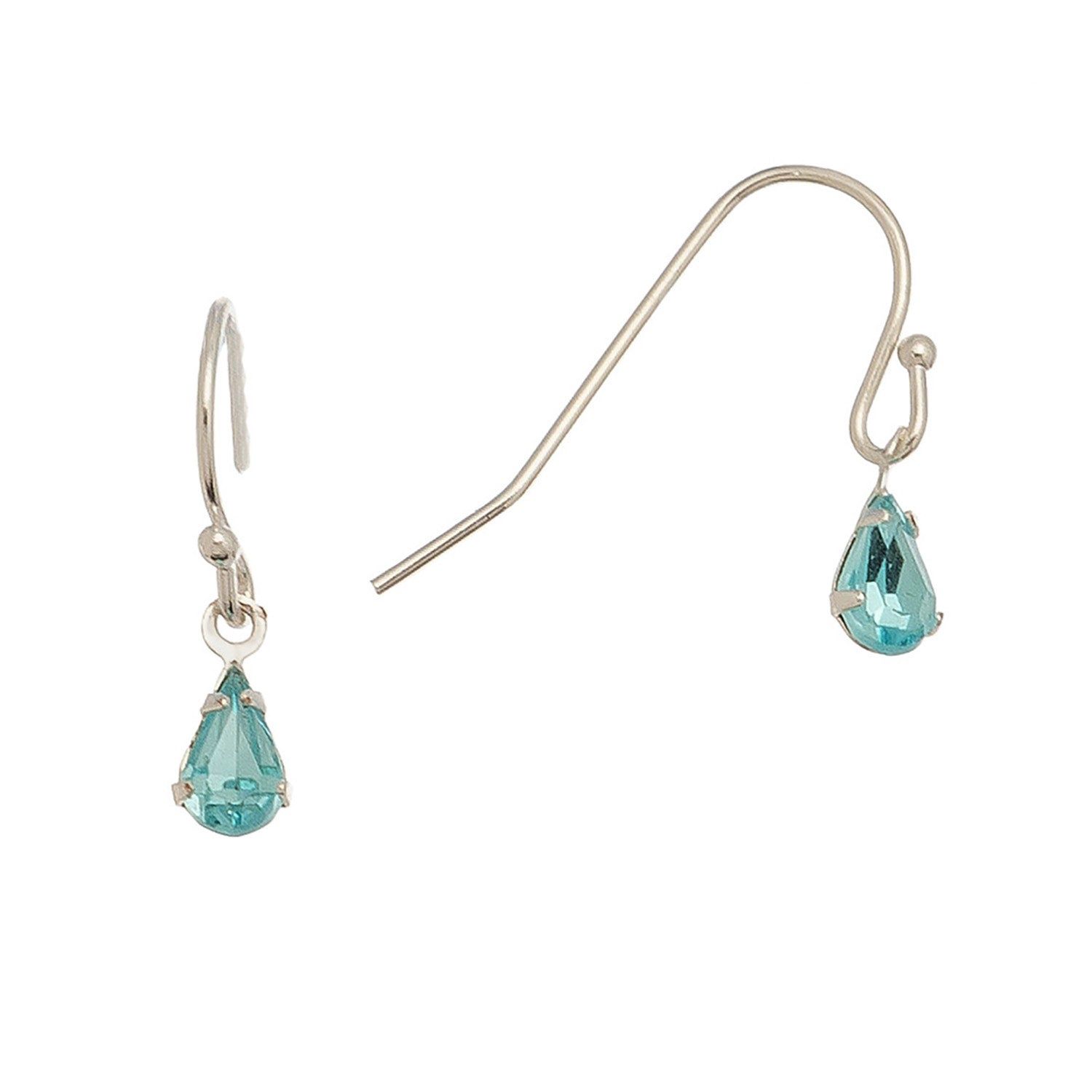 Ear Sense - Aqua Teardrop Earrings - Silver