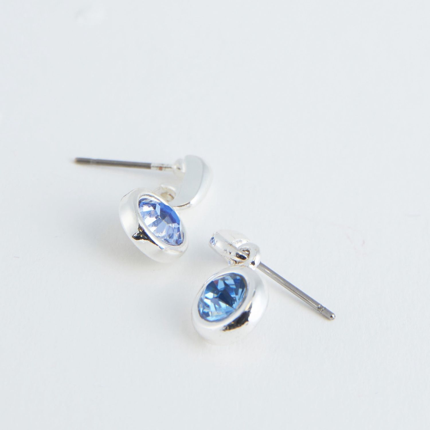 Ear Sense - Blue Crystal Drop Earrings - Silver