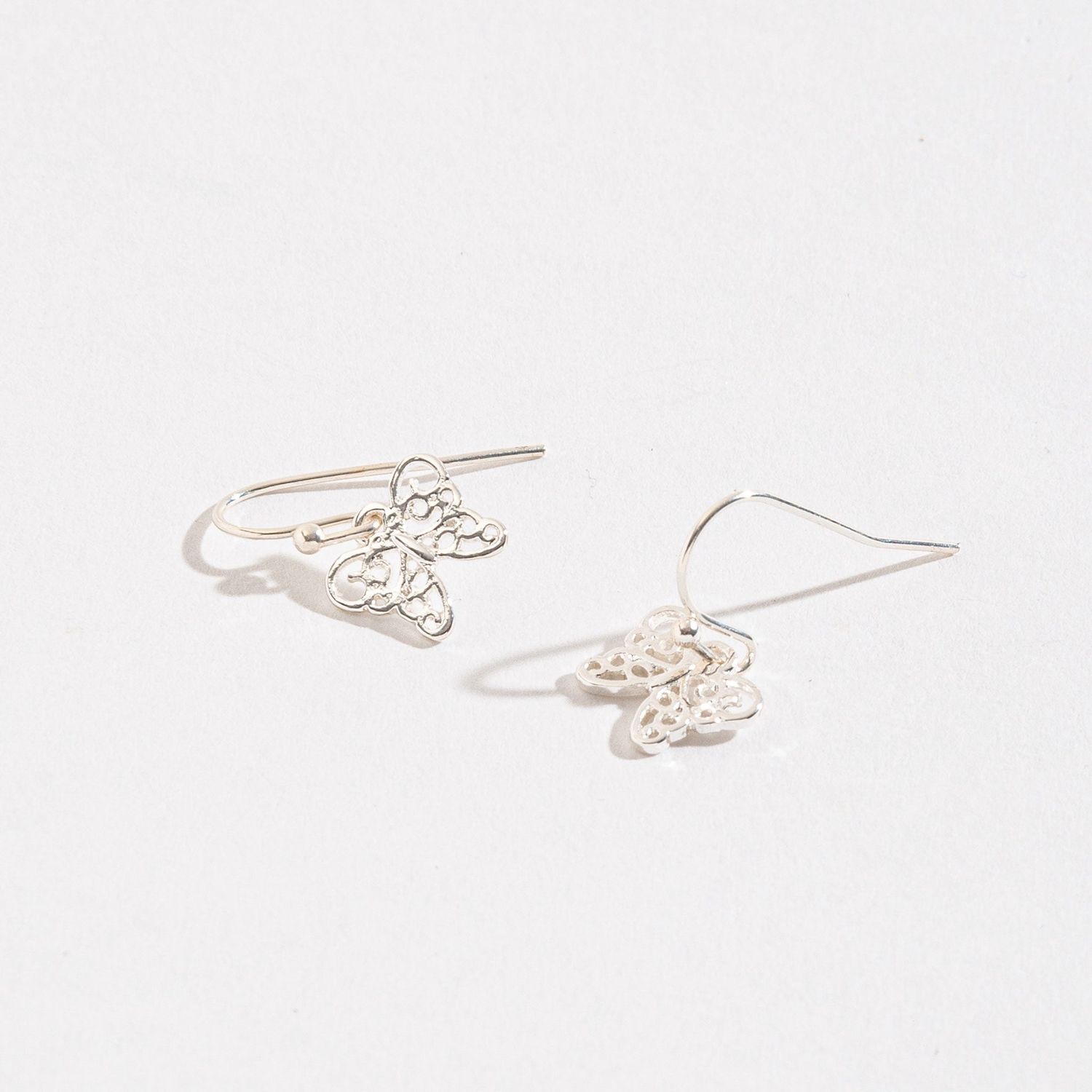 Ear Sense - Butterfly Filagree Earrings - Silver