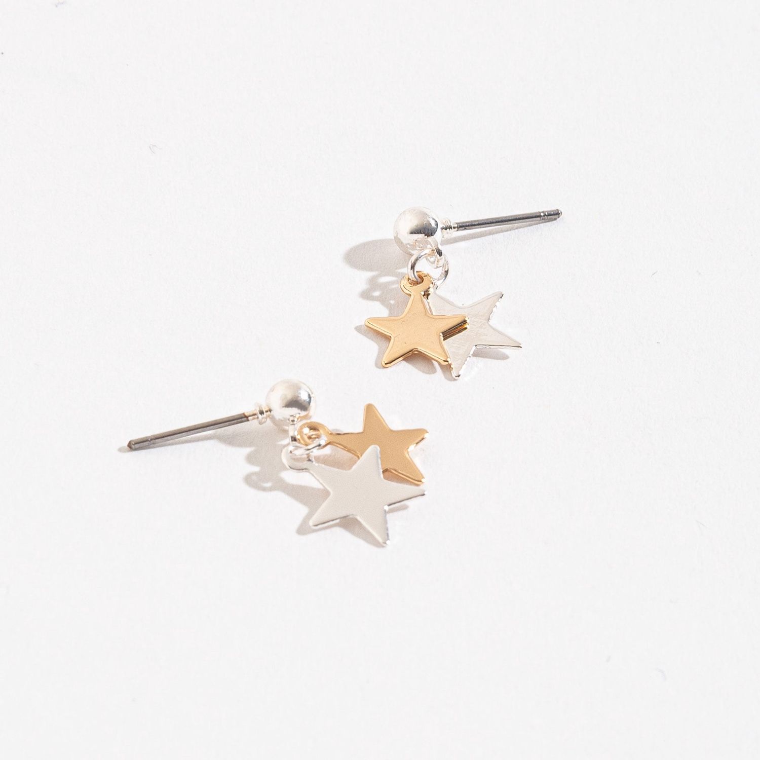 Ear Sense - Mixed Metal Star Earrings - Mixed Metal
