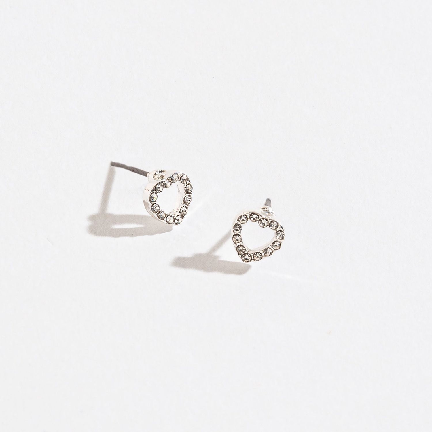 Ear Sense - Pave Heart Earrings - Silver