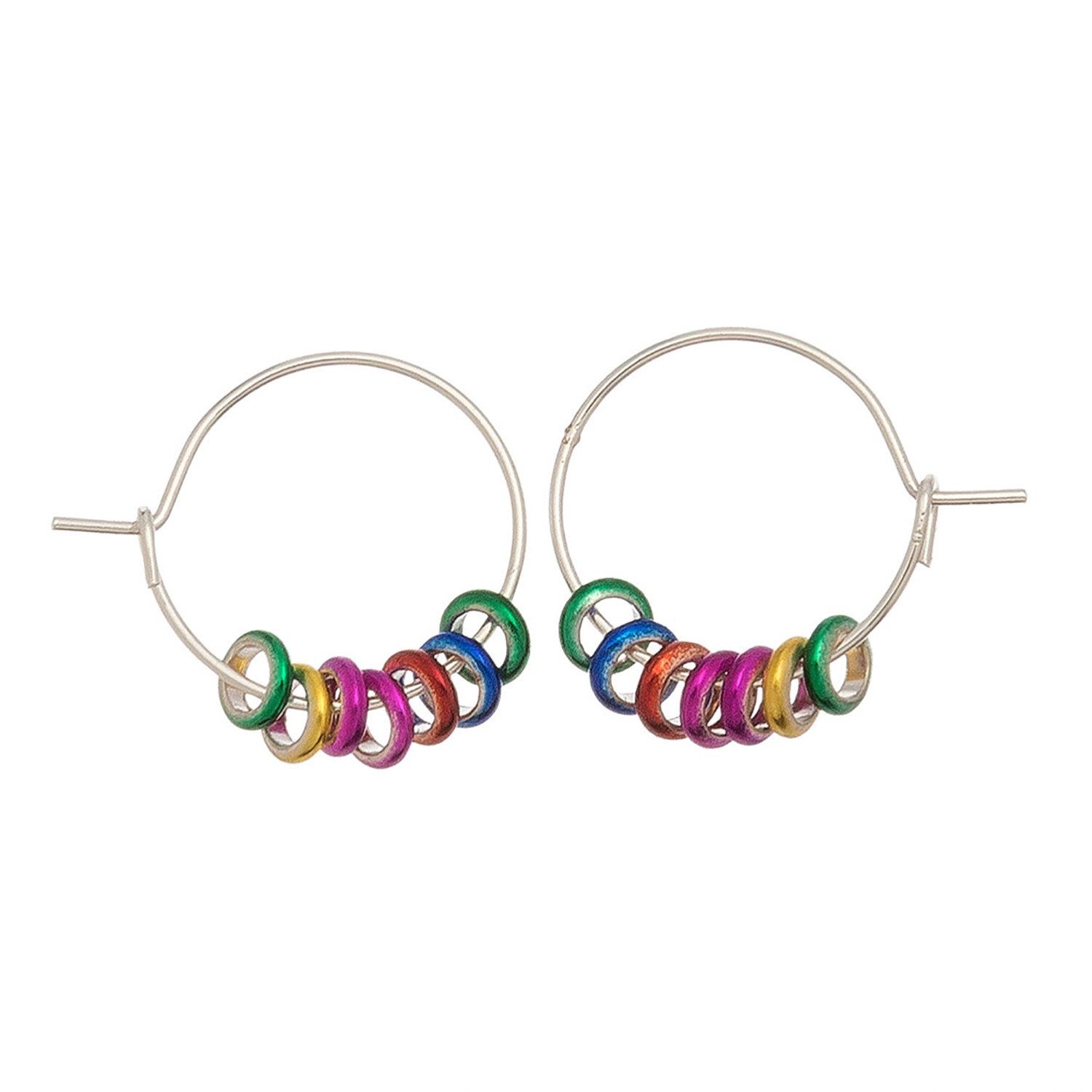 Ear Sense - Rainbow Ring Hoop Earrings - Silver