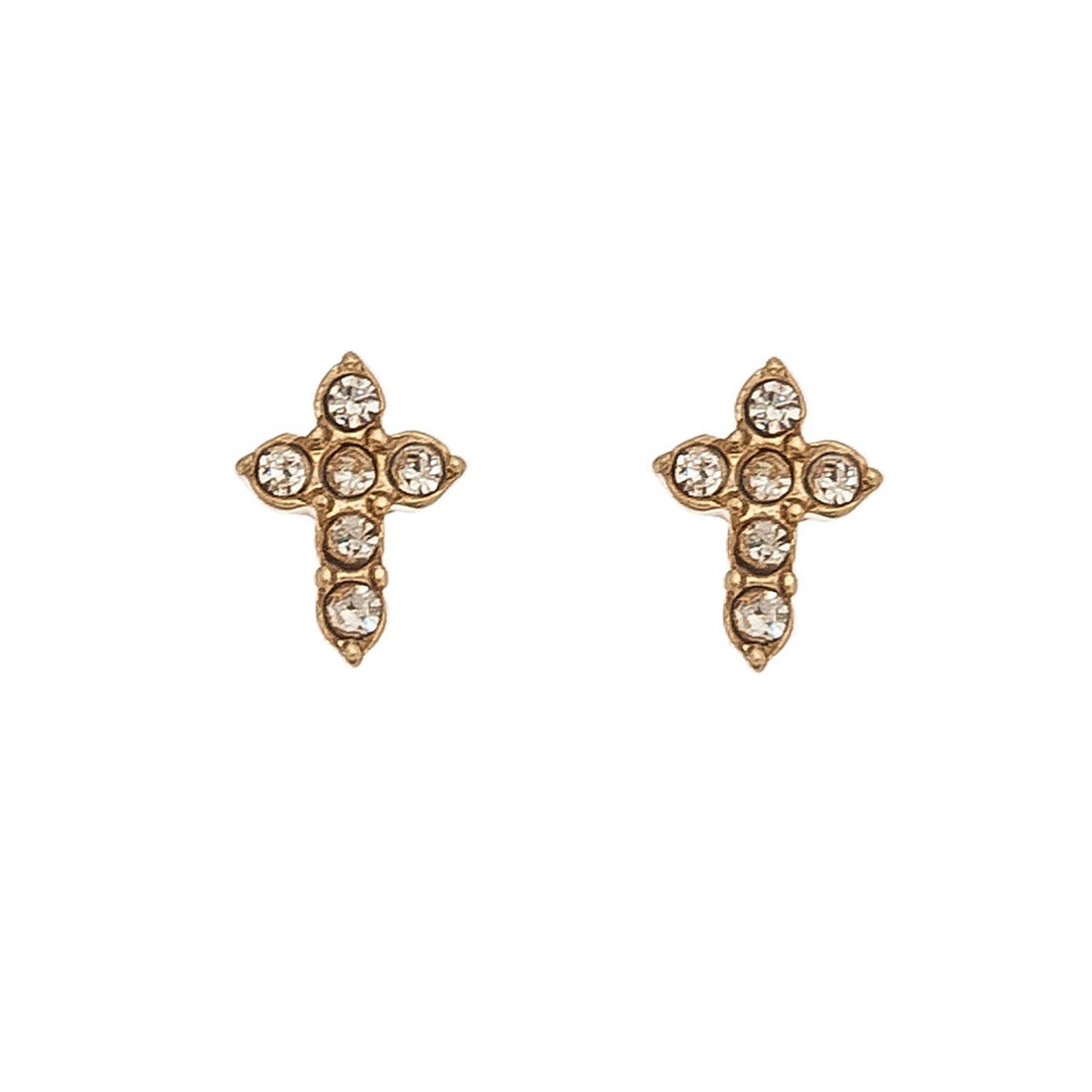 Ear Sense - Stud Cross Earrings - Gold