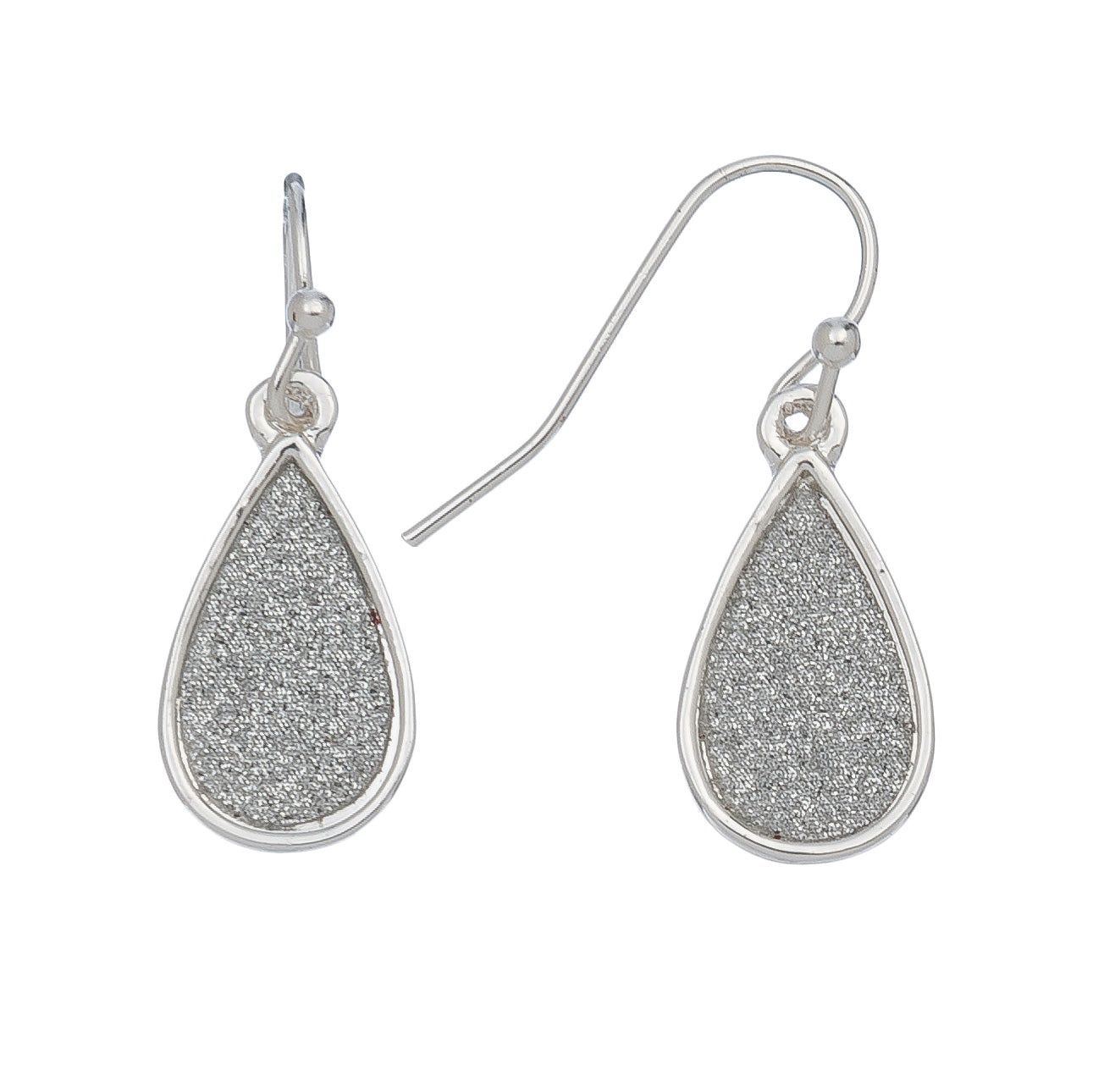 Ear Sense - Textured Tear Drop Earrings - Silver