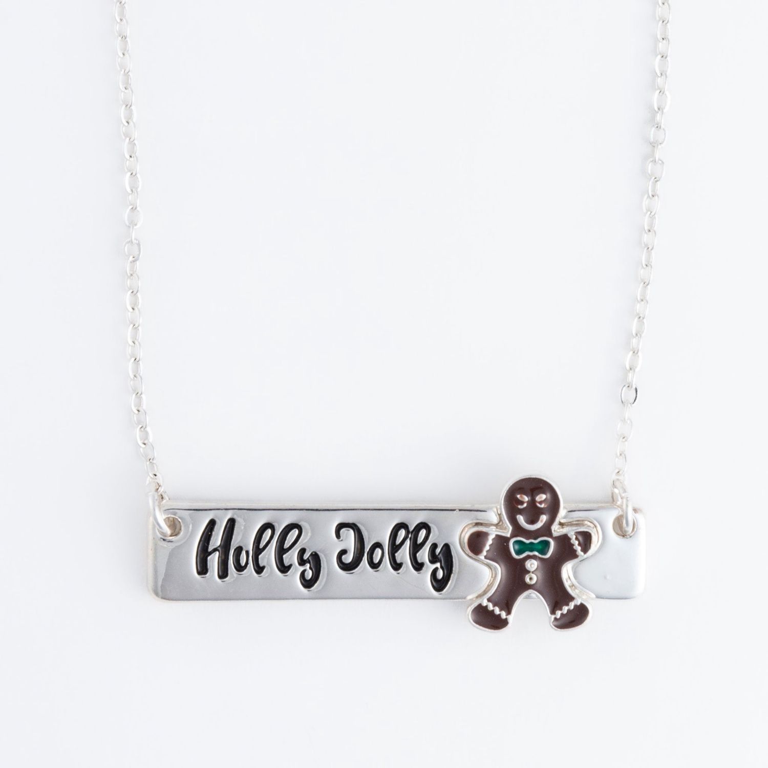 Holiday Holly Jolly Necklace - Silver - 18"