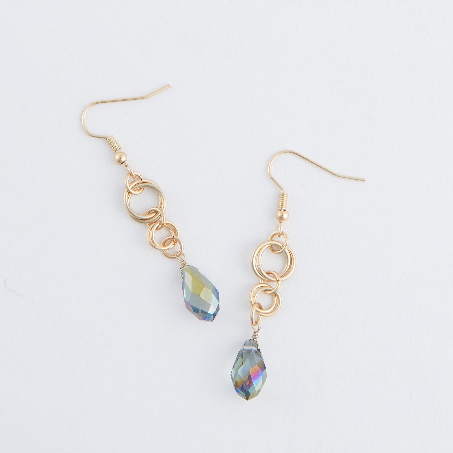 Kina Double Ring Teardrop Earrings - Peacock