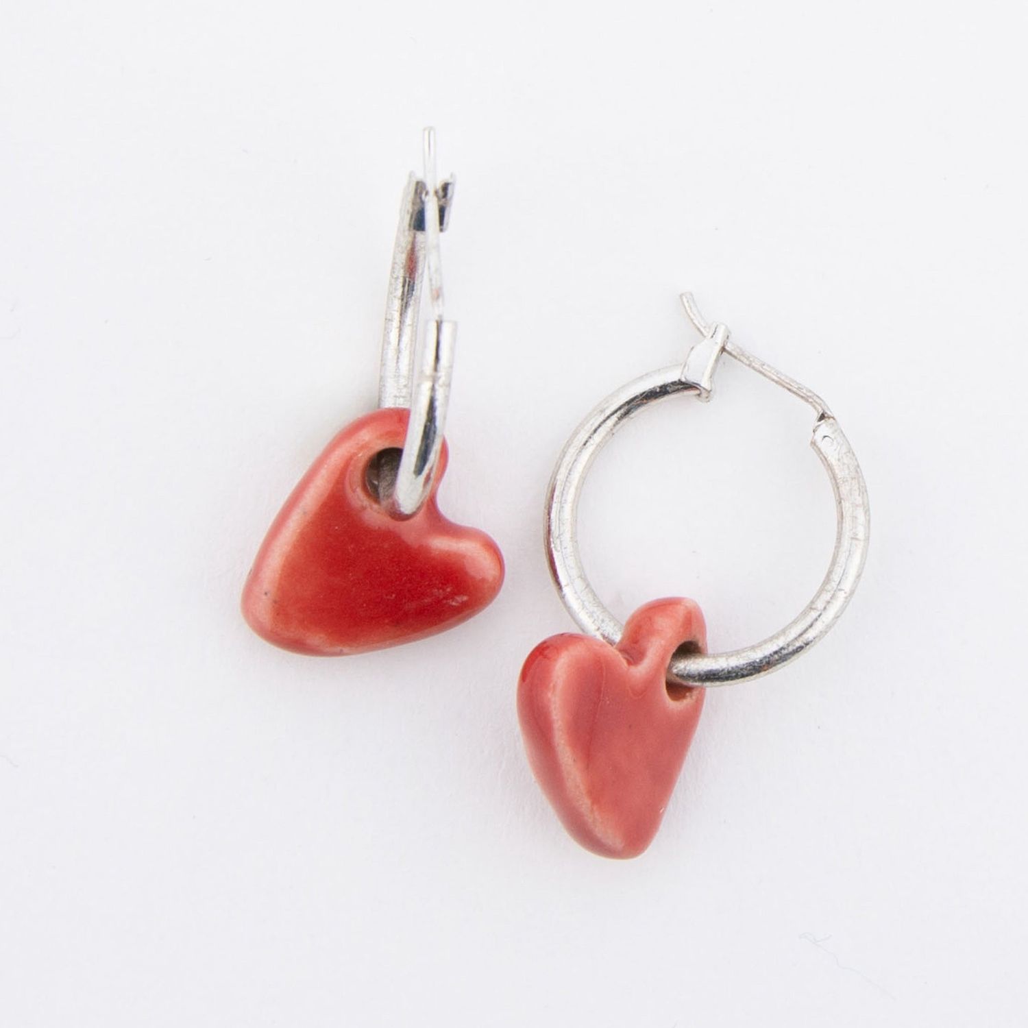 Kieryn Heart Charm Hoop Earrings - Red Dahlia
