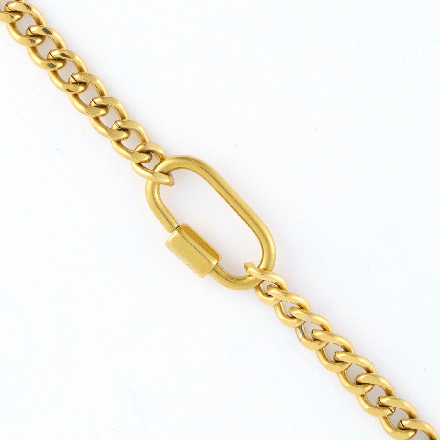 Narelle - 2 Tone Carabiner Chain Necklace Gold L: 16" - 18K Gold Plating