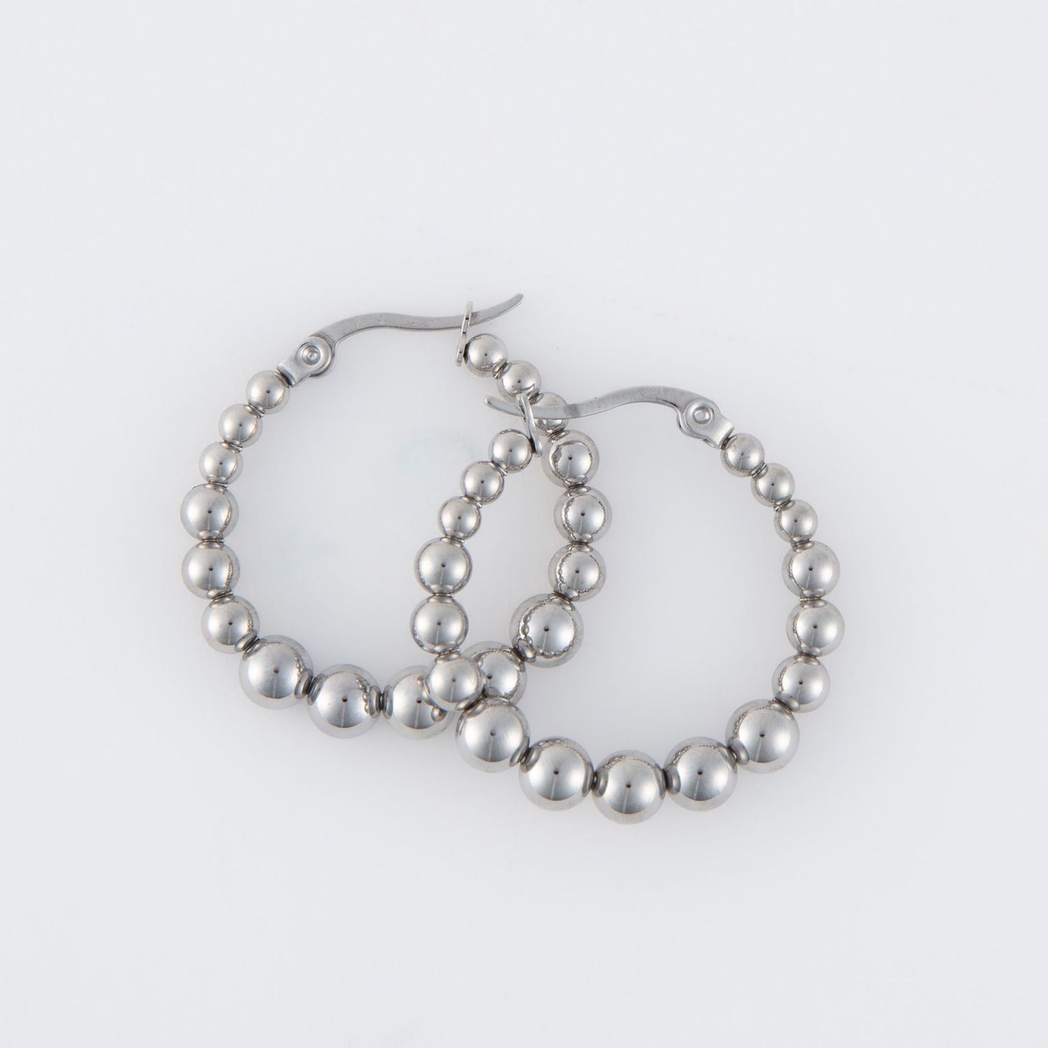 Narelle - Bubble Hoop Pin Catch Earring Silver - Stainless Steel