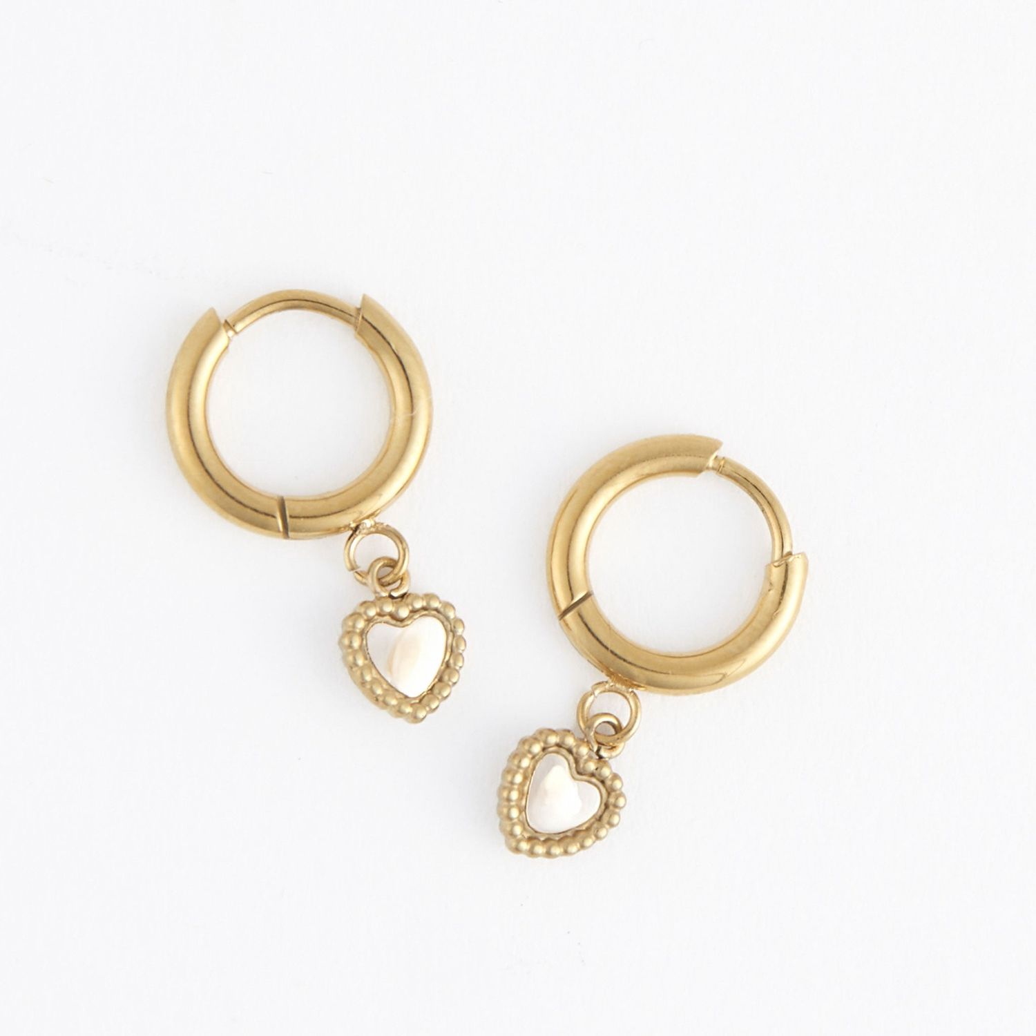 Narelle - Heart Huggie Hoop Earrings - 18K Gold Plating