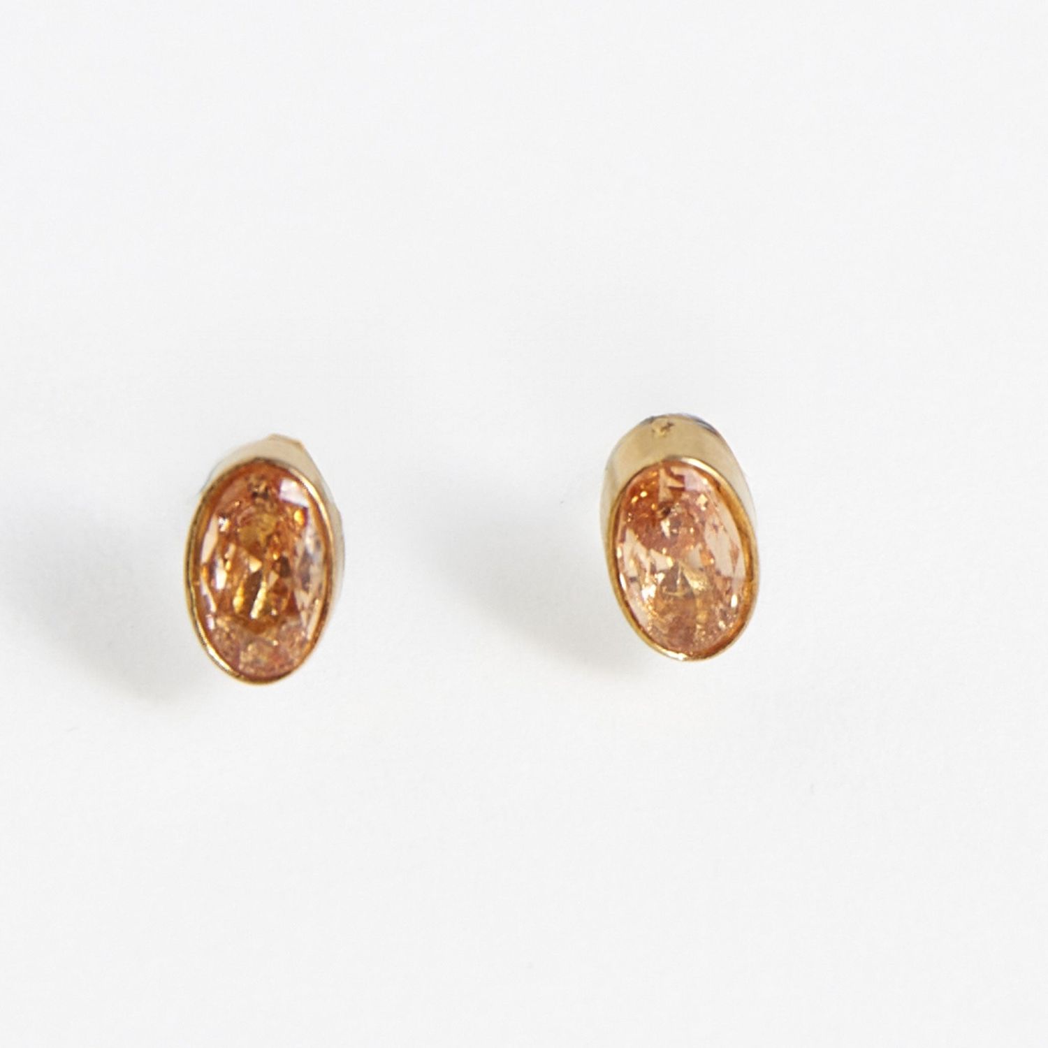 Narelle - Oval Gem Stud Earrings - 18K Gold Plating - Lt Colorado