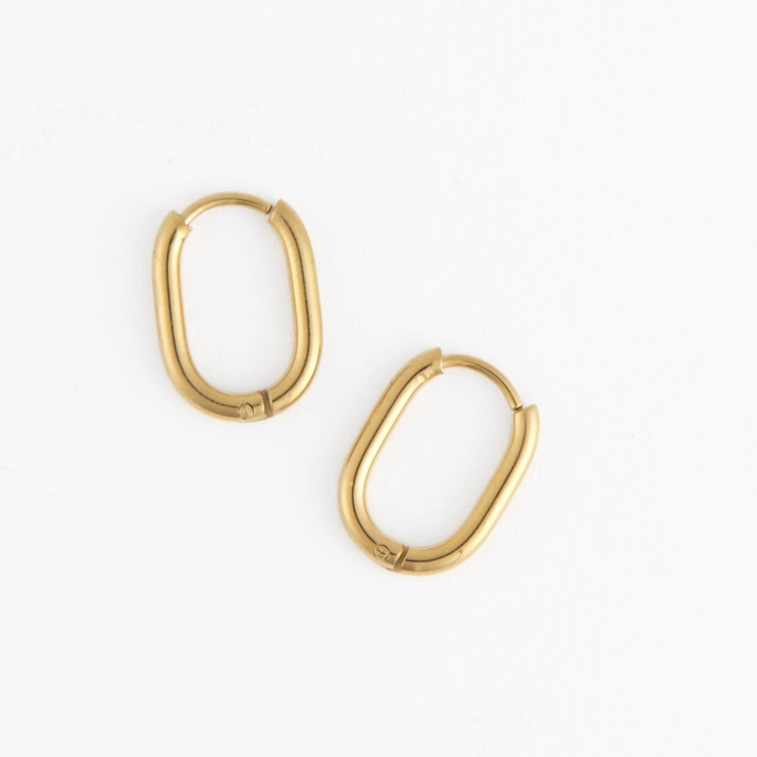 Narelle - Oval Huggie Hoop Earrings - 18K Gold Plating