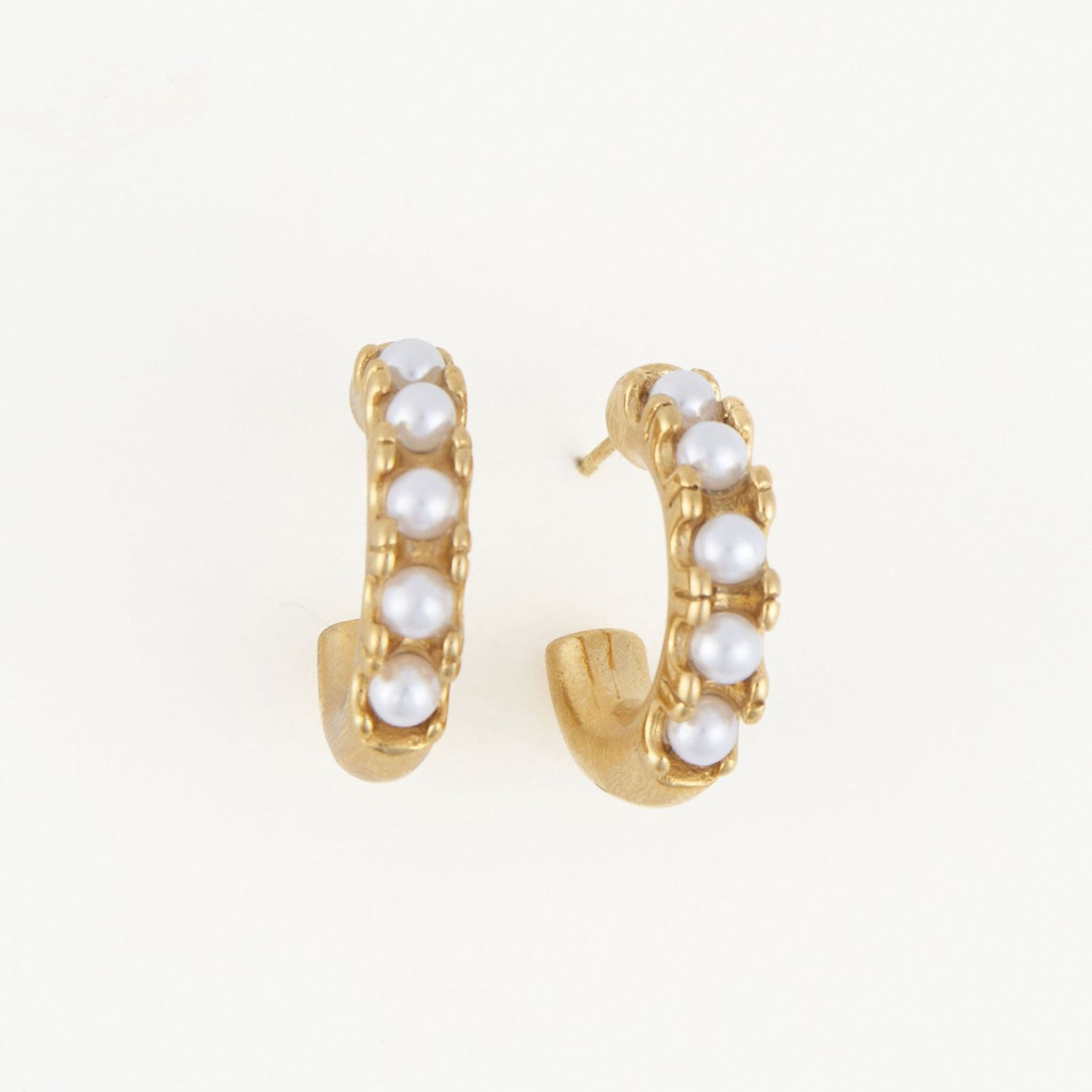 Narelle - Pearl C-Hoop Earrings - 18K Gold Plating
